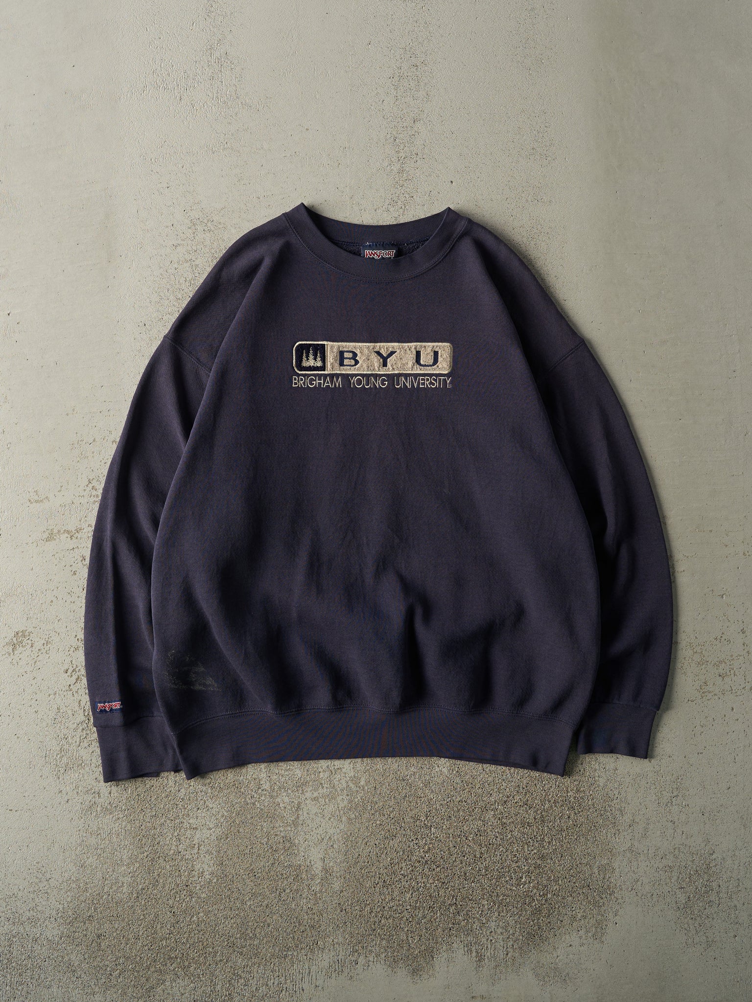 Vintage 90s Navy Blue Embroidered BYU Crewneck (L)