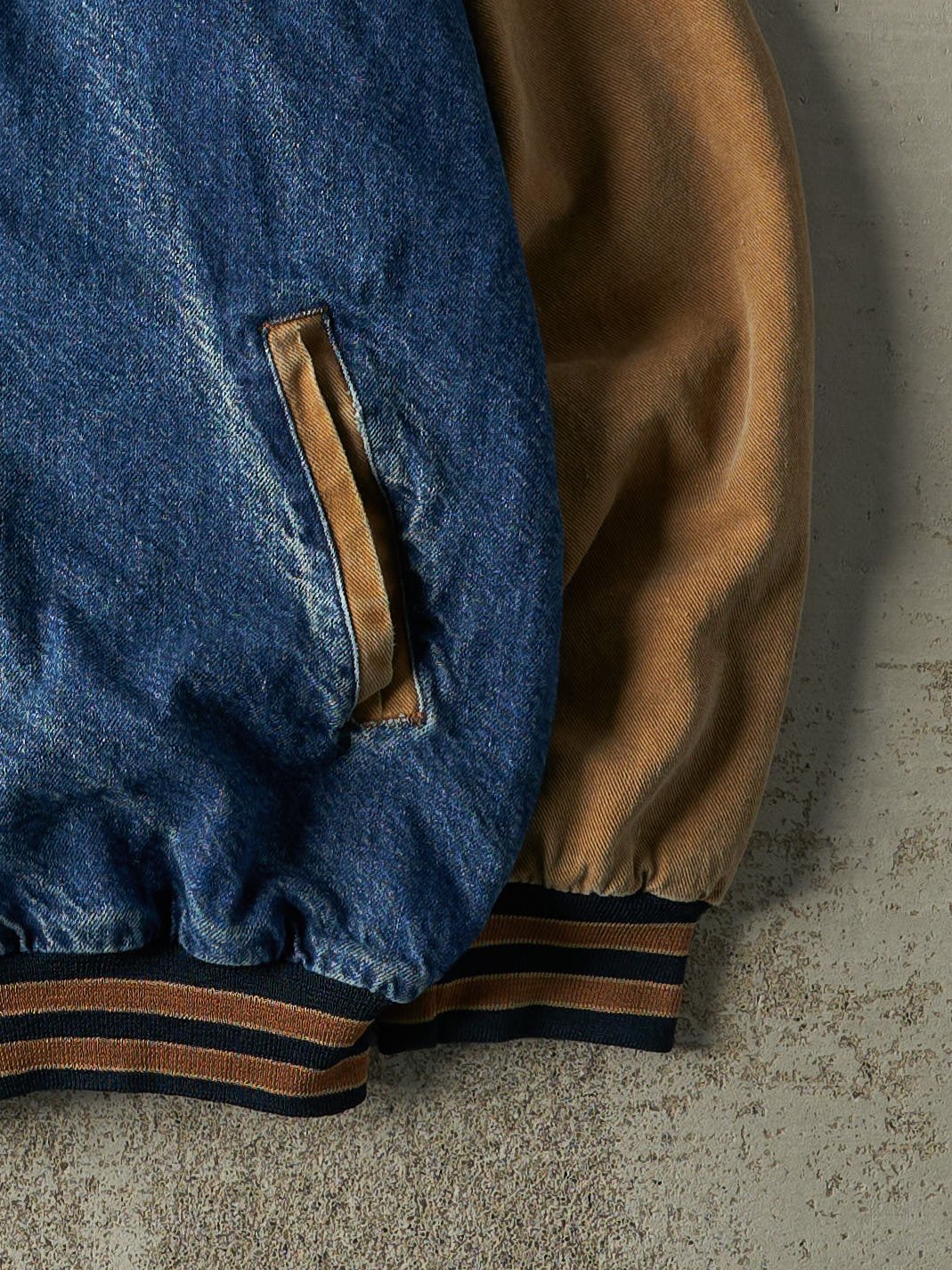 Vintage 90s Mid Wash Team US West Denim Varsity Jacket (L)