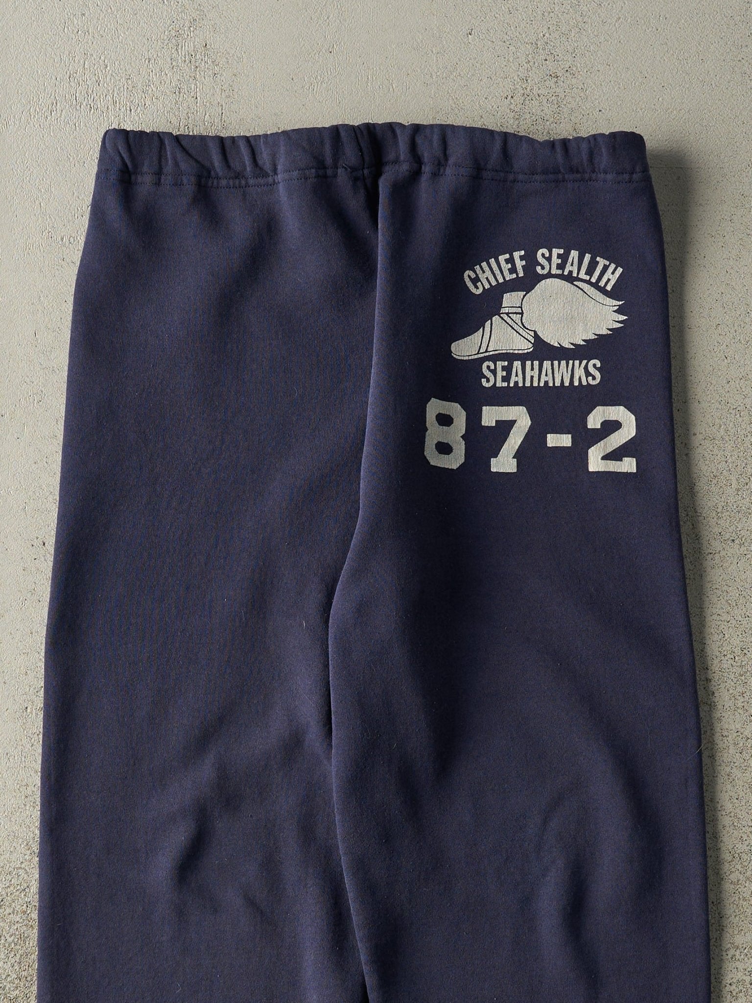 Vintage 87' Navy Blue Russell Athletic Chief Sealth Seahawks Sweatpants (32x30.5)