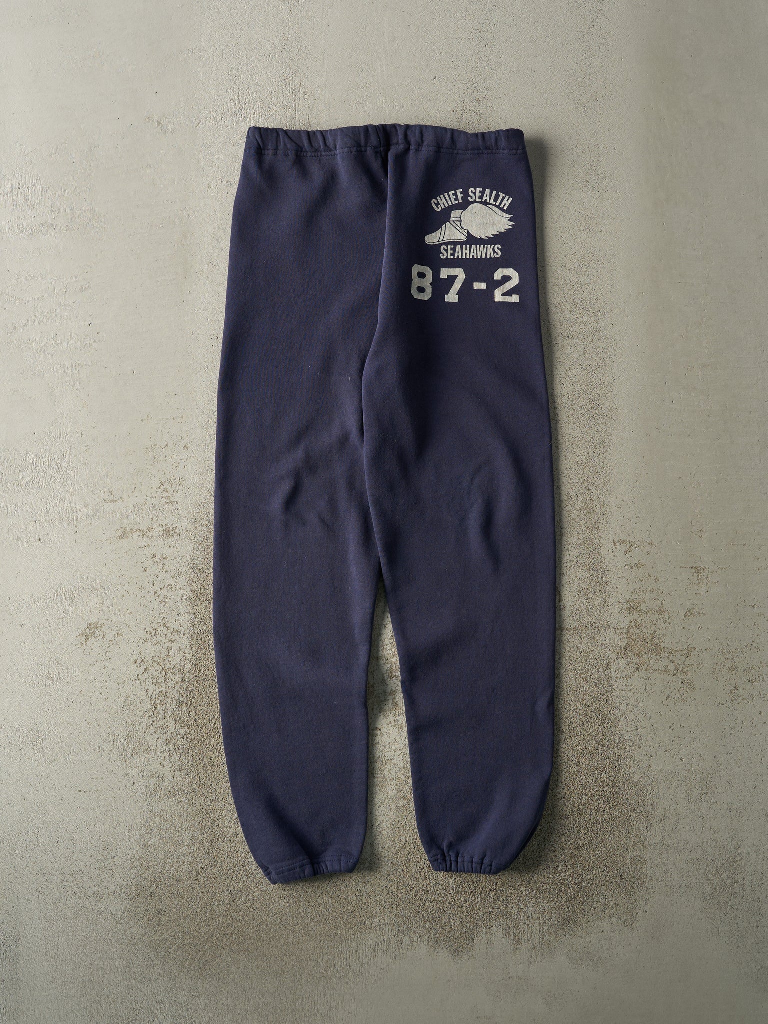 Vintage 87' Navy Blue Russell Athletic Chief Sealth Seahawks Sweatpants (32x30.5)