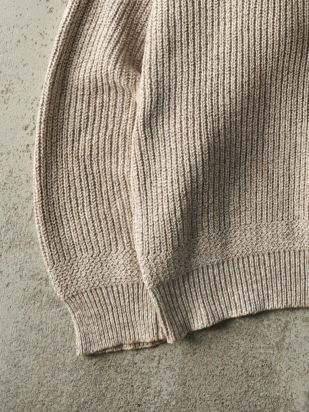 Vintage 90s Beige Quarter Button Knit Pullover (L/XL)