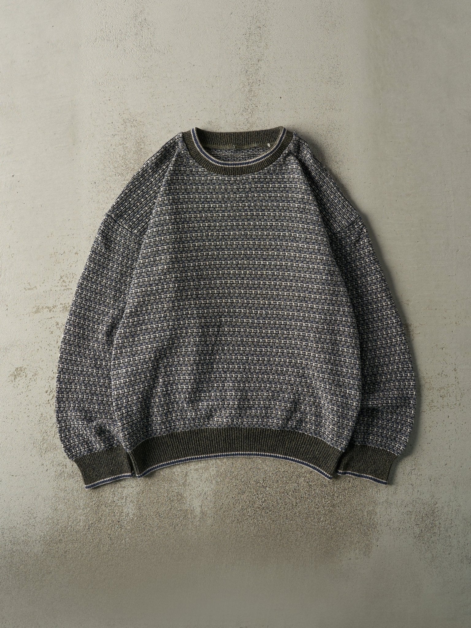 Vintage 90s Green & Blue Knit Pullover (L)