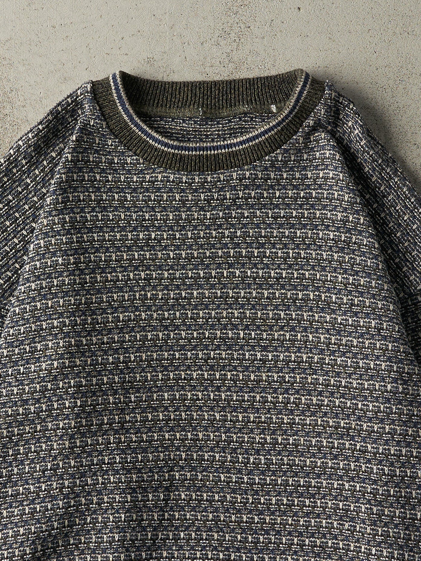 Vintage 90s Green & Blue Knit Pullover (L)
