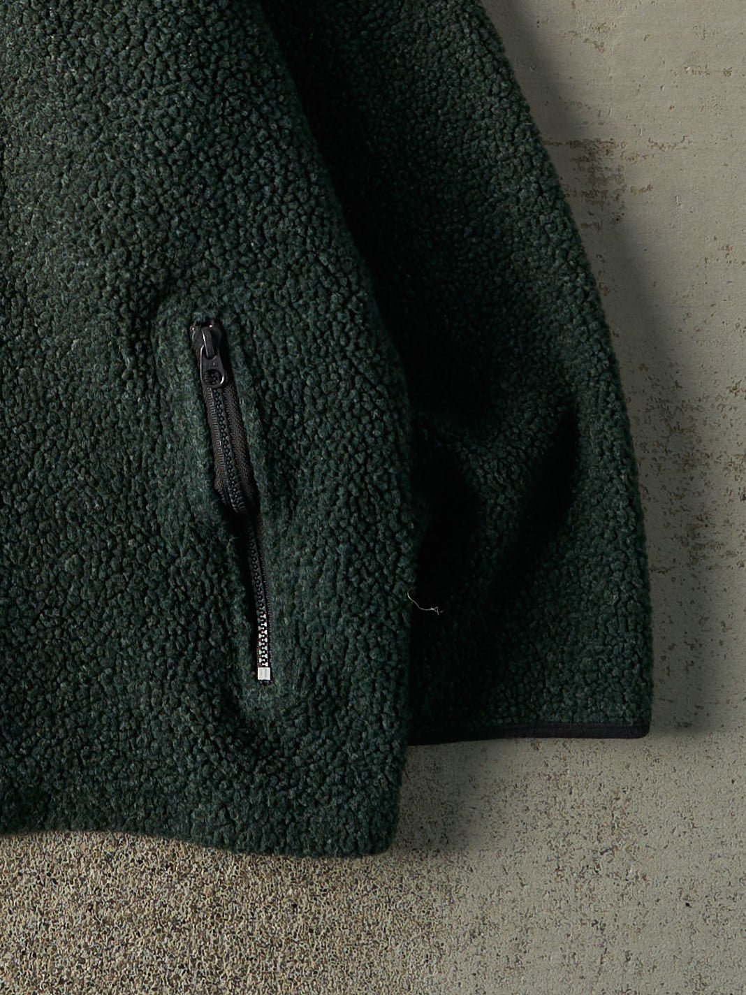 Vintage 90s Green Sherpa Zip Up Fleece Sweater (XL)