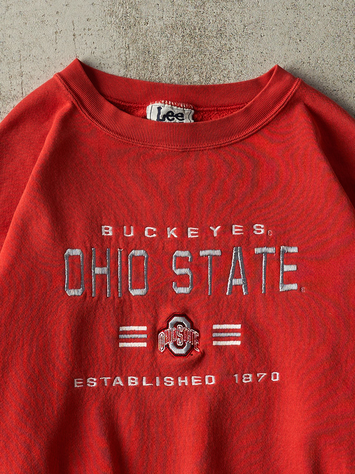 Vintage 90s Red Ohio State Buckeyes Embroidered Boxy Crewneck (L)