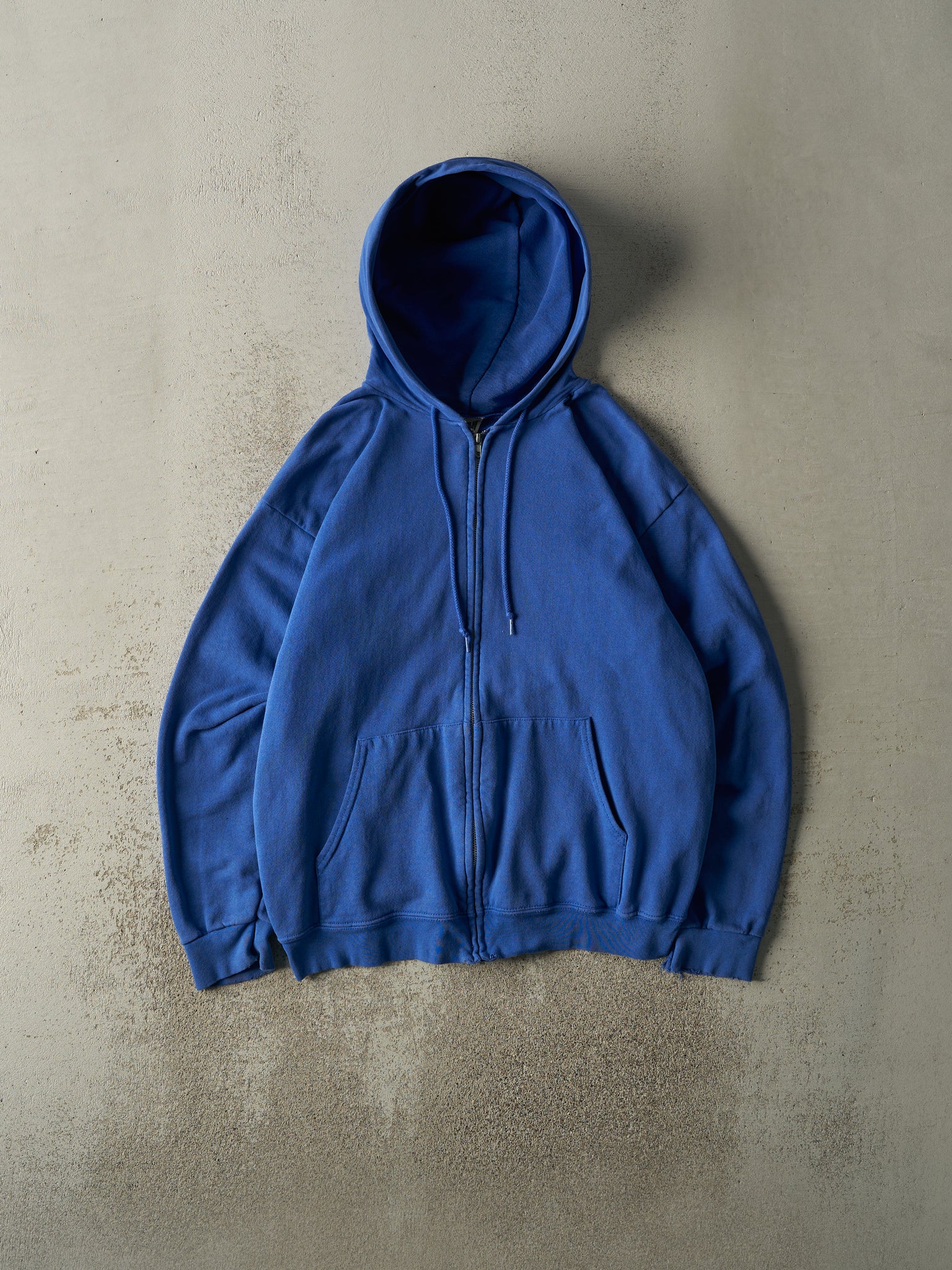 Vintage 90s Blue Blank Zip Up Hoodie (M)