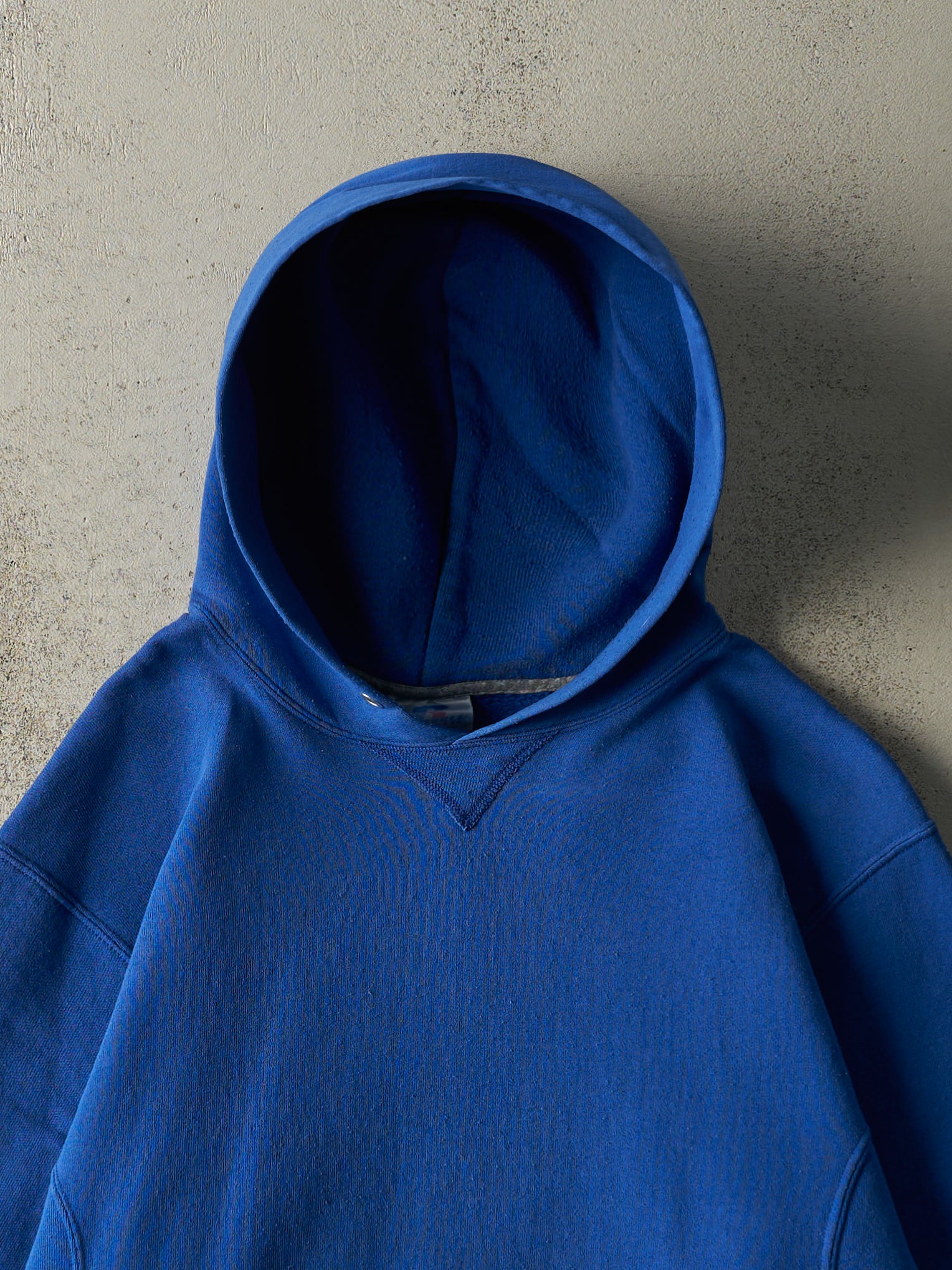 Vintage Y2K Blue Blank Russell Athletic Hoodie (M)