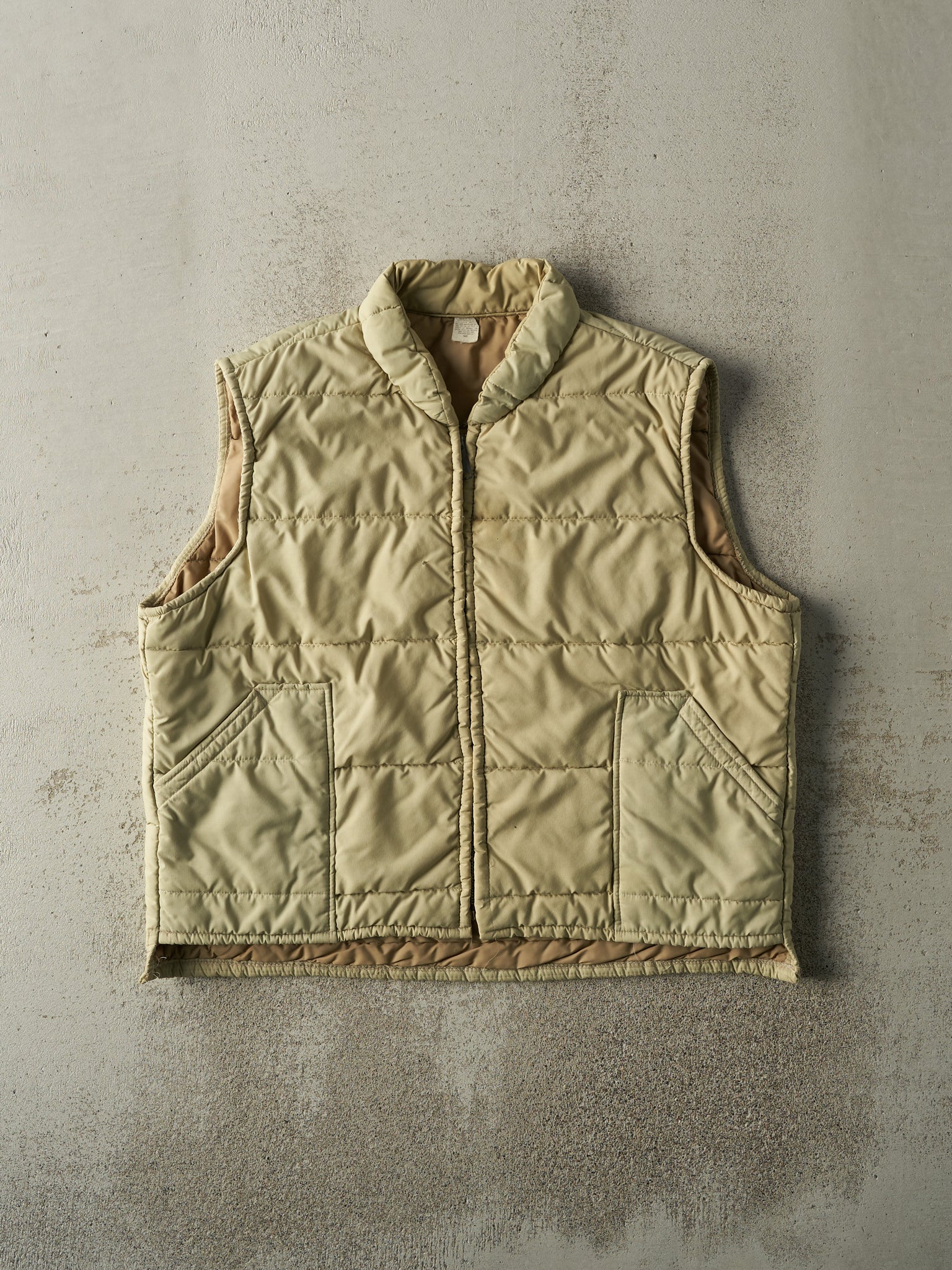 Vintage 70s Beige Puffer Work Vest (L)