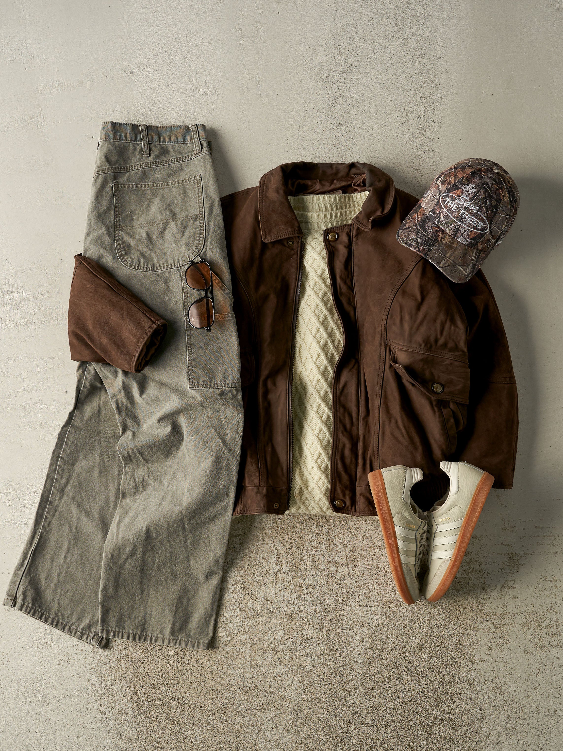 Vintage 90s Brown Suede Bomber Jacket (S/M)