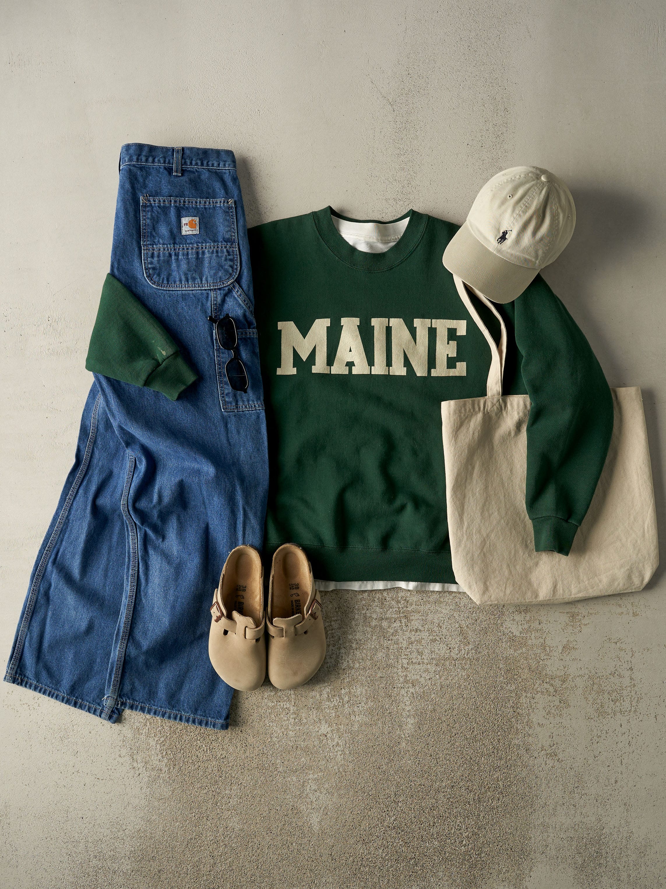 Vintage 90s Green Maine Crewneck (L)