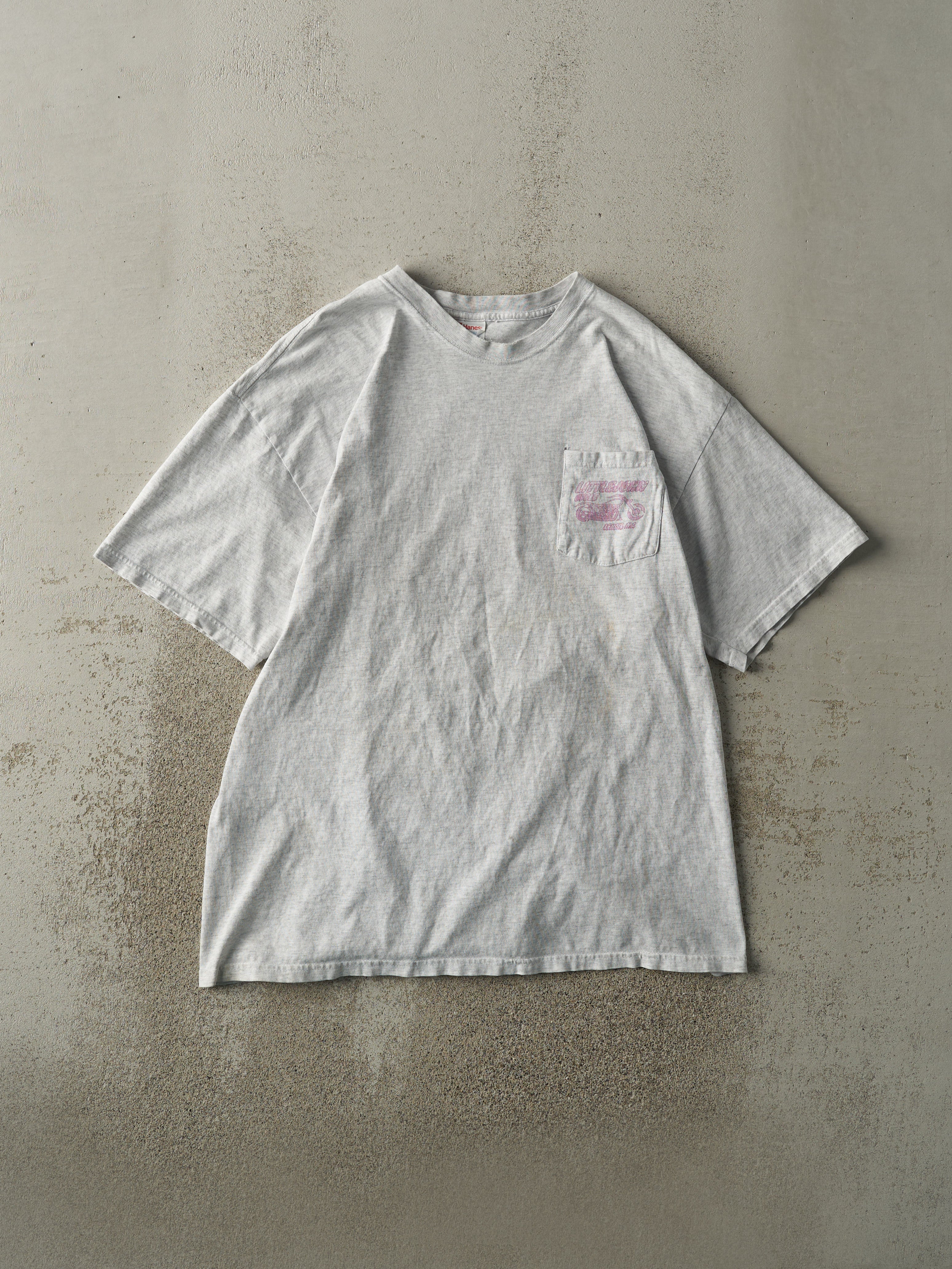 Vintage 90s Heather Grey Little John Cycle Pocket Tee (L/XL)