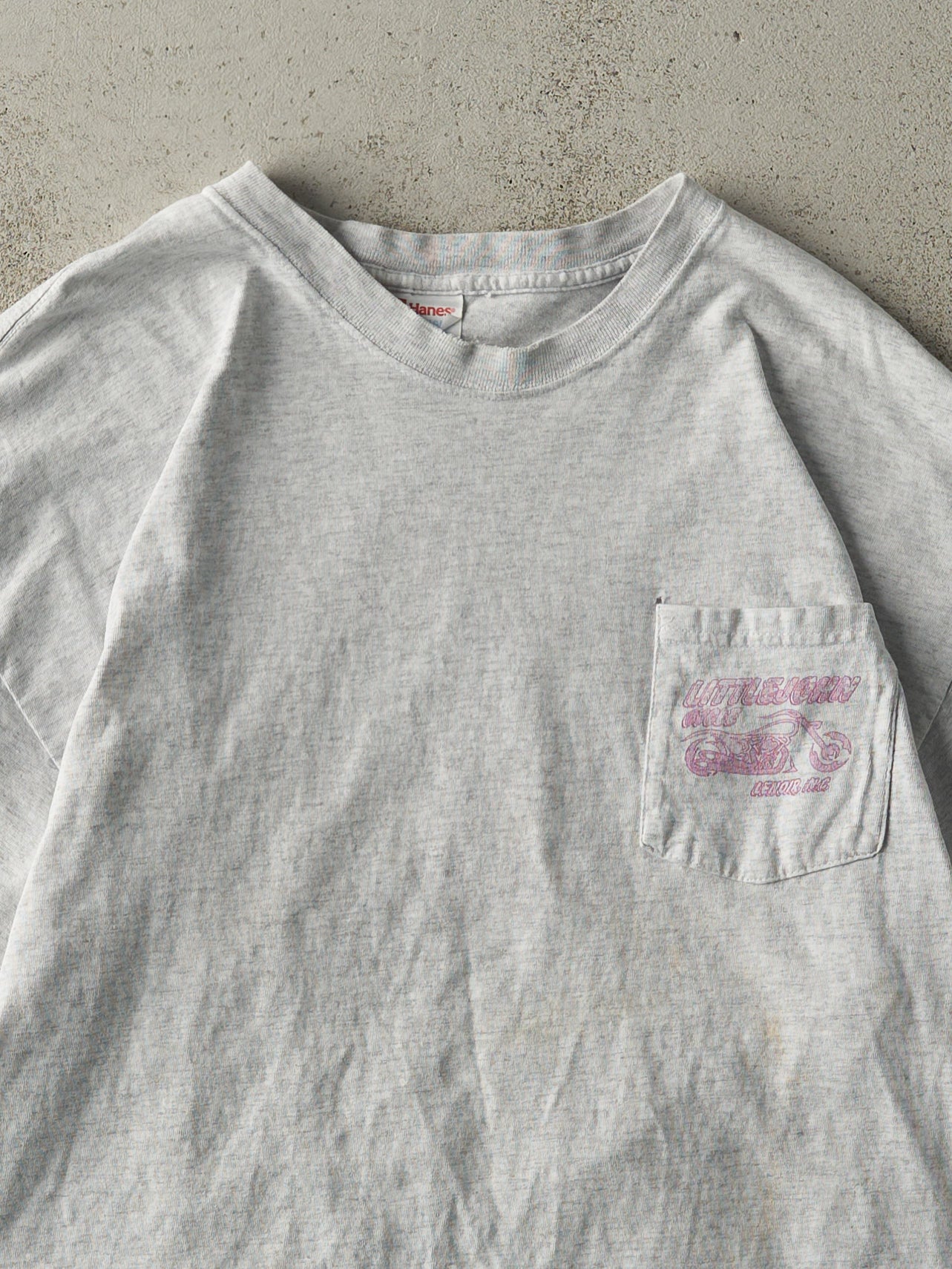 Vintage 90s Heather Grey Little John Cycle Pocket Tee (L/XL)