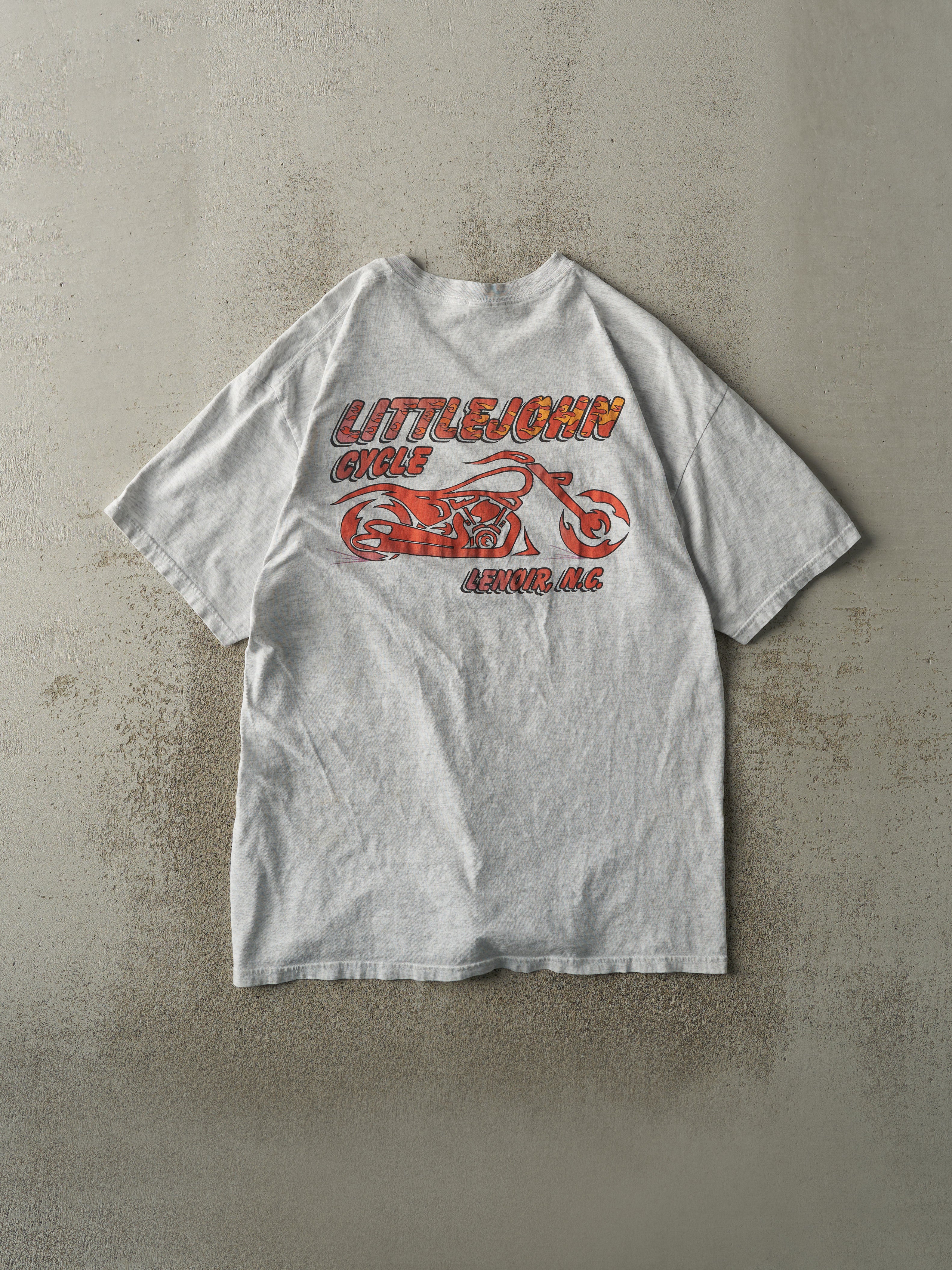 Vintage 90s Heather Grey Little John Cycle Pocket Tee (L/XL)