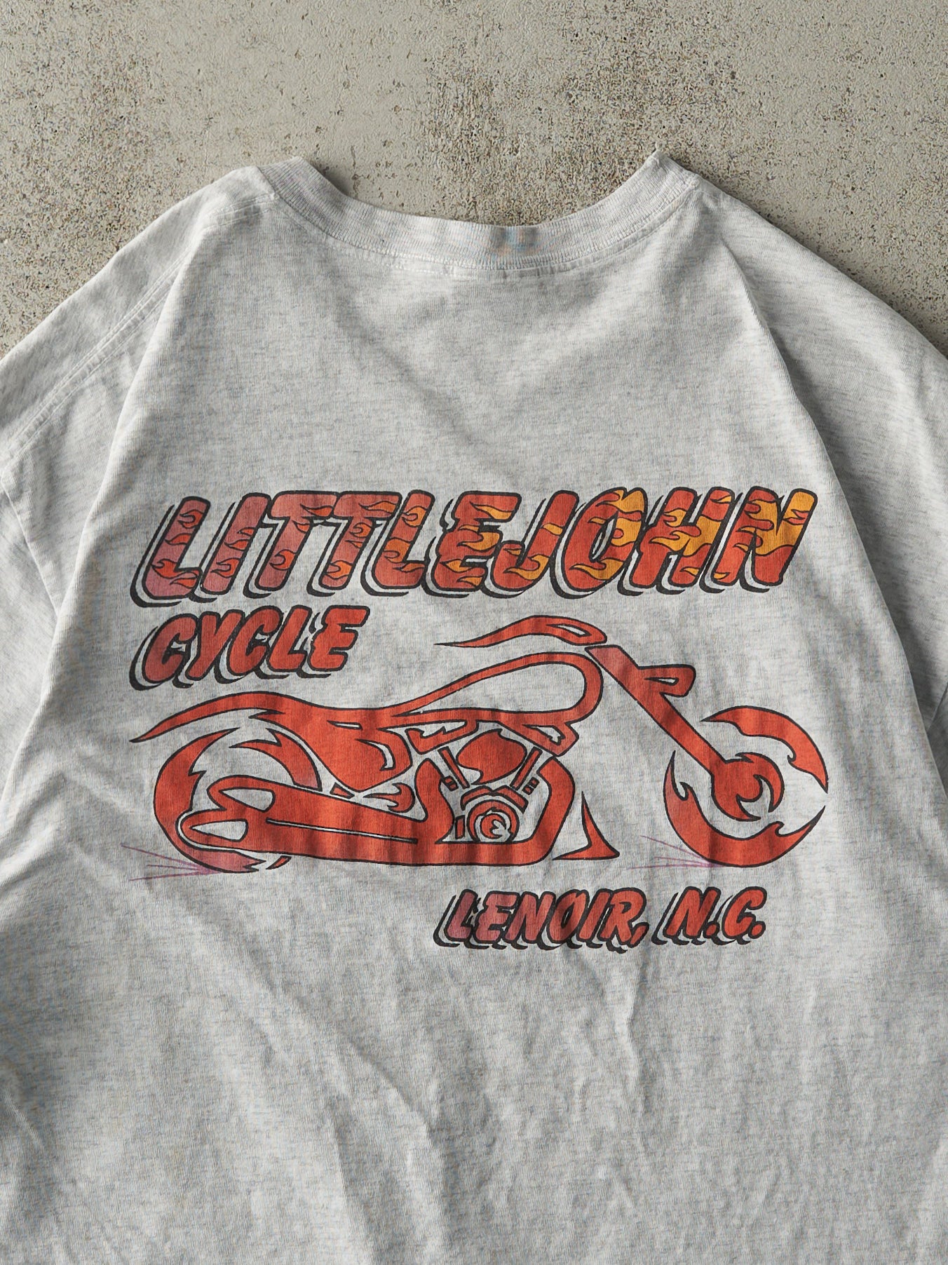 Vintage 90s Heather Grey Little John Cycle Pocket Tee (L/XL)