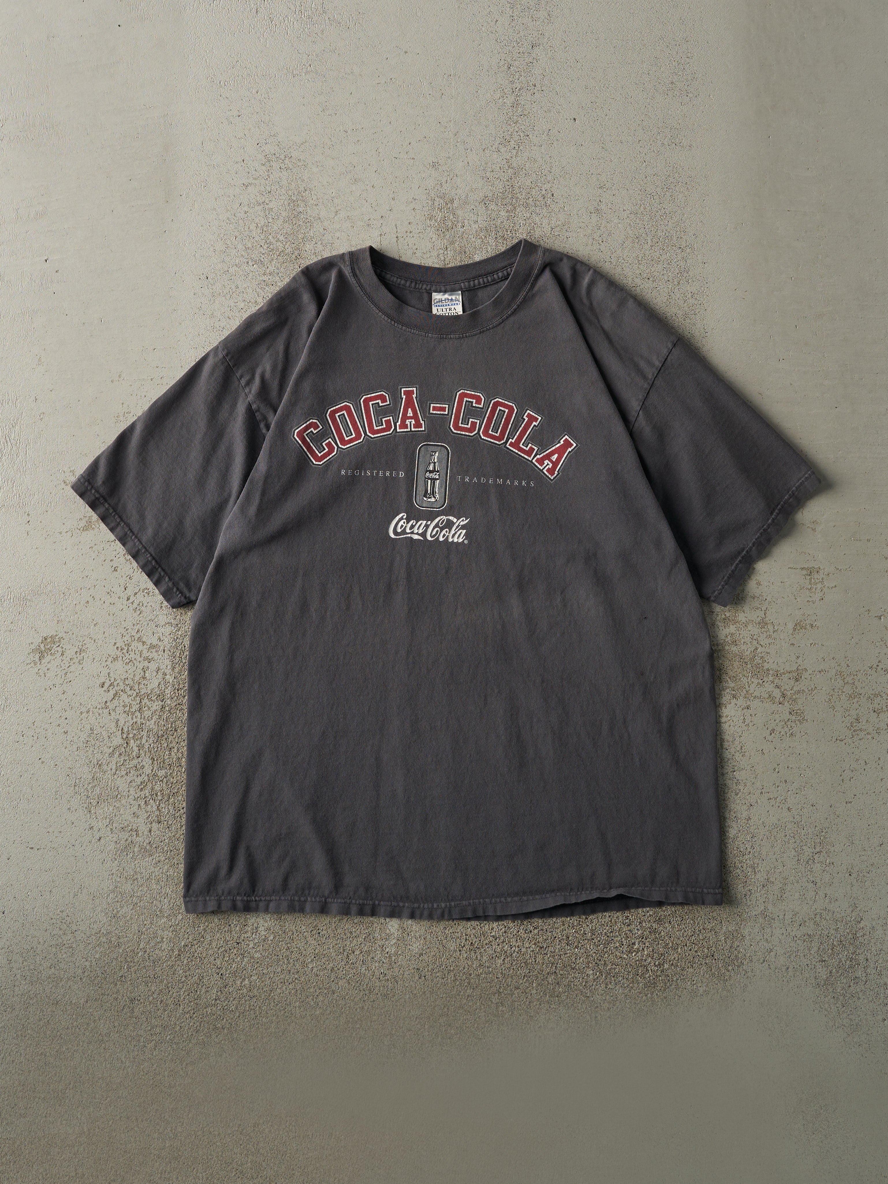 Vintage Y2K Charcoal Grey Coca-Cola Tee (L/XL)