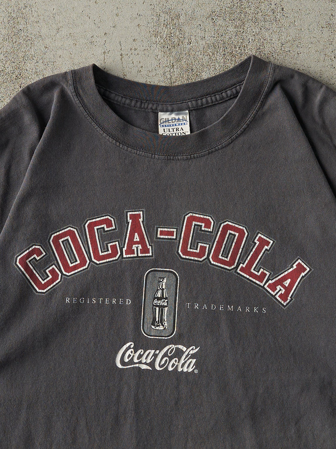 Vintage Y2K Charcoal Grey Coca-Cola Tee (L/XL)