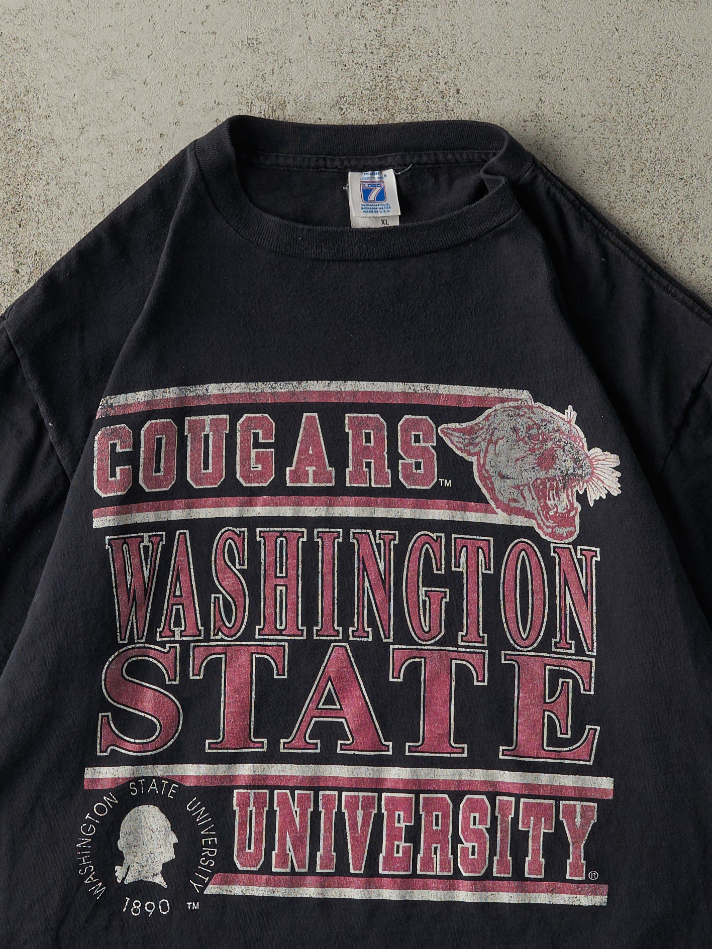 Vintage 90s Black Washington State Cougars Single Stitch Tee (L/XL)