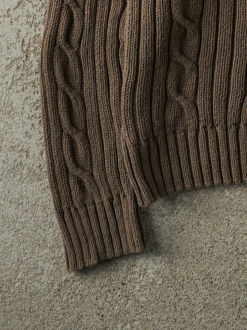 Vintage Y2K Brown Cable Knit Boxy Pullover (M/L)