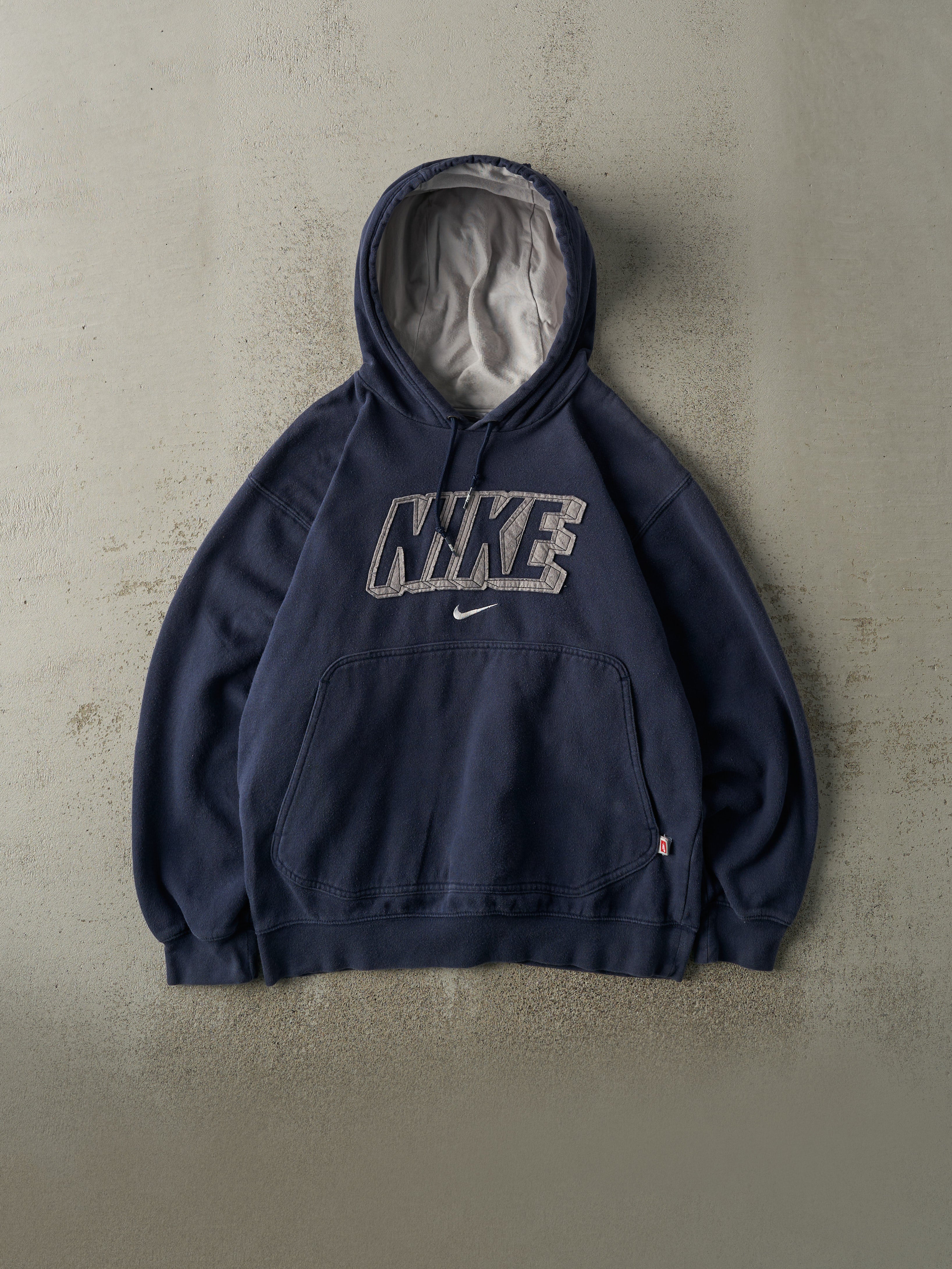 Vintage Y2K Navy Blue Nike Embroidered Hoodie (S/M)