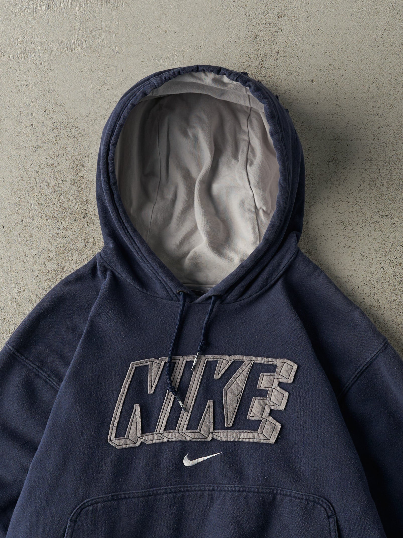 Vintage Y2K Navy Blue Nike Embroidered Hoodie (S/M)