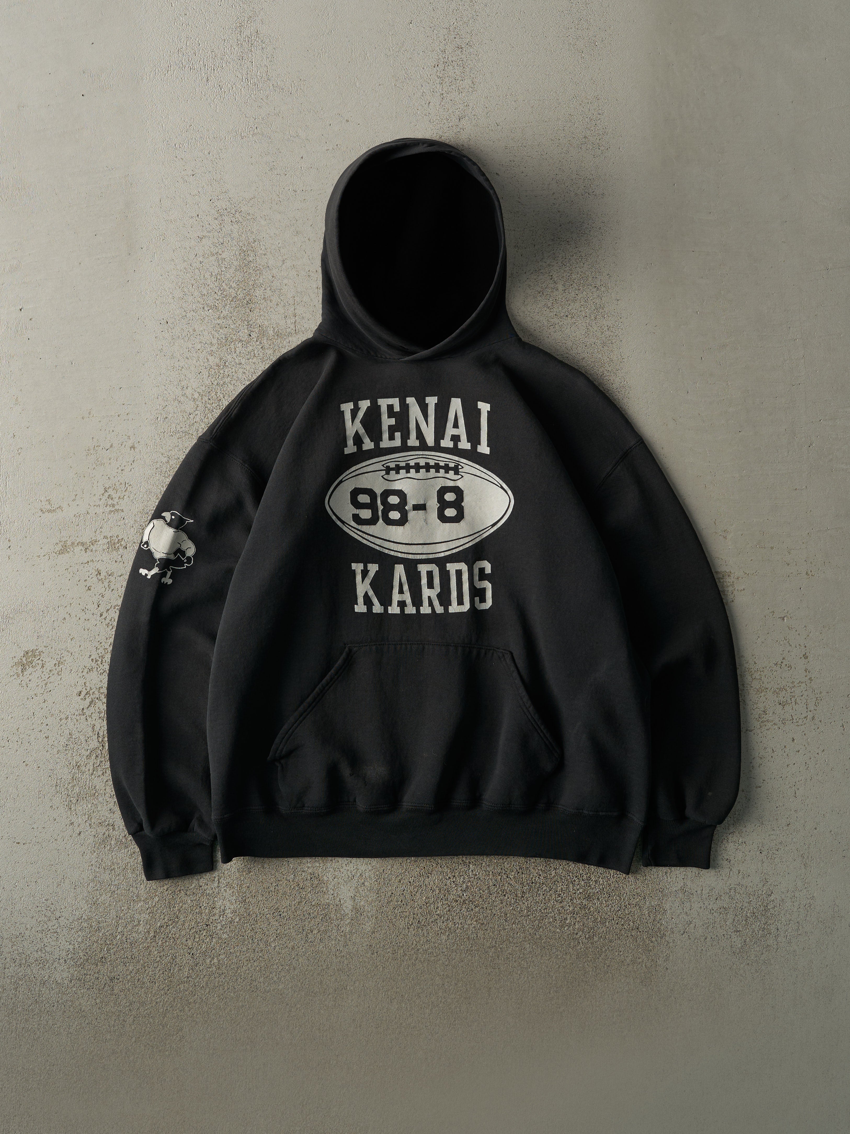 Vintage 90s Black Kenai Kards Football Russell Athletic Hoodie (L/XL)