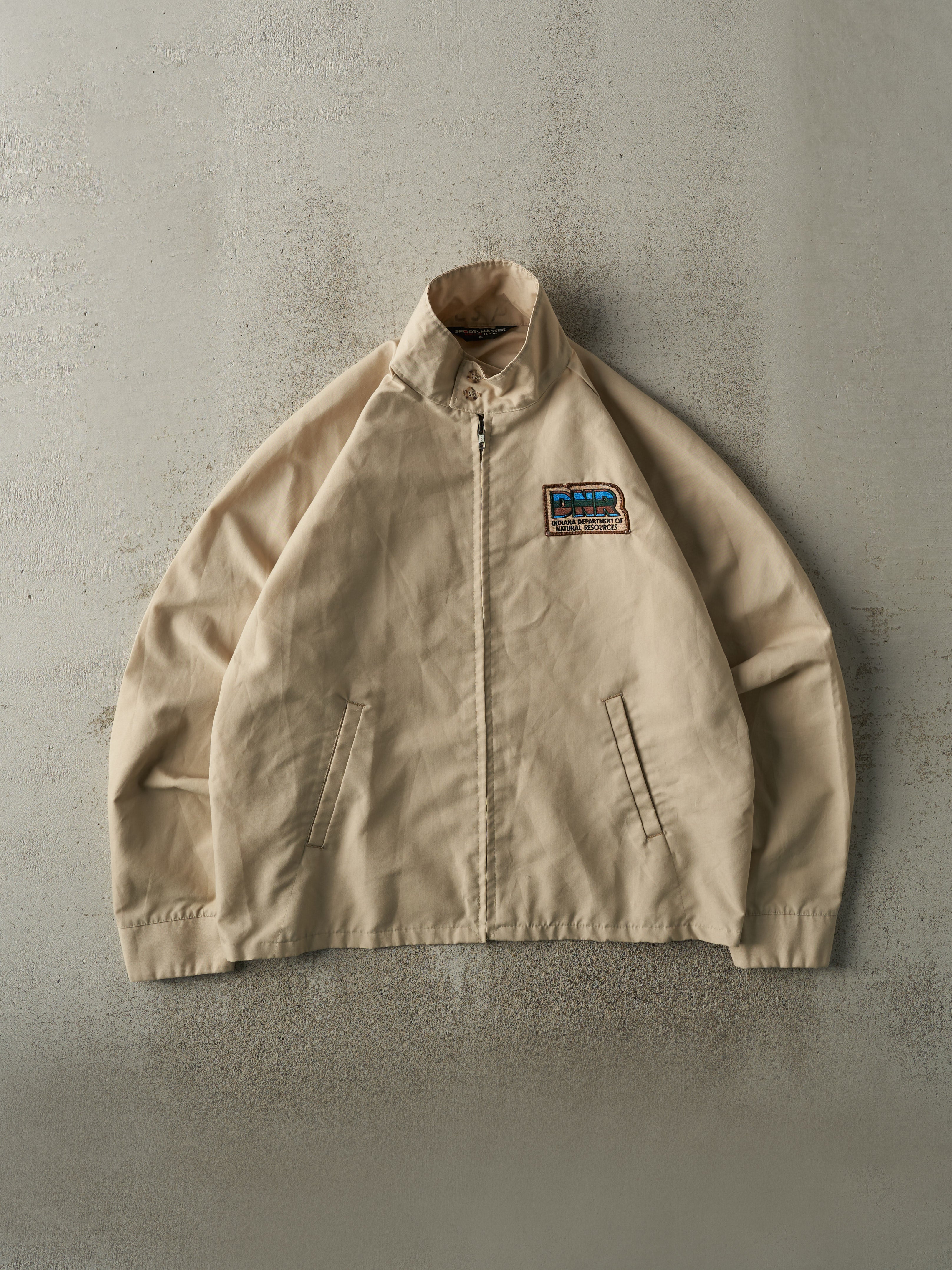 Vintage 80s Beige Embroidered Harrington Jacket (L/XL)