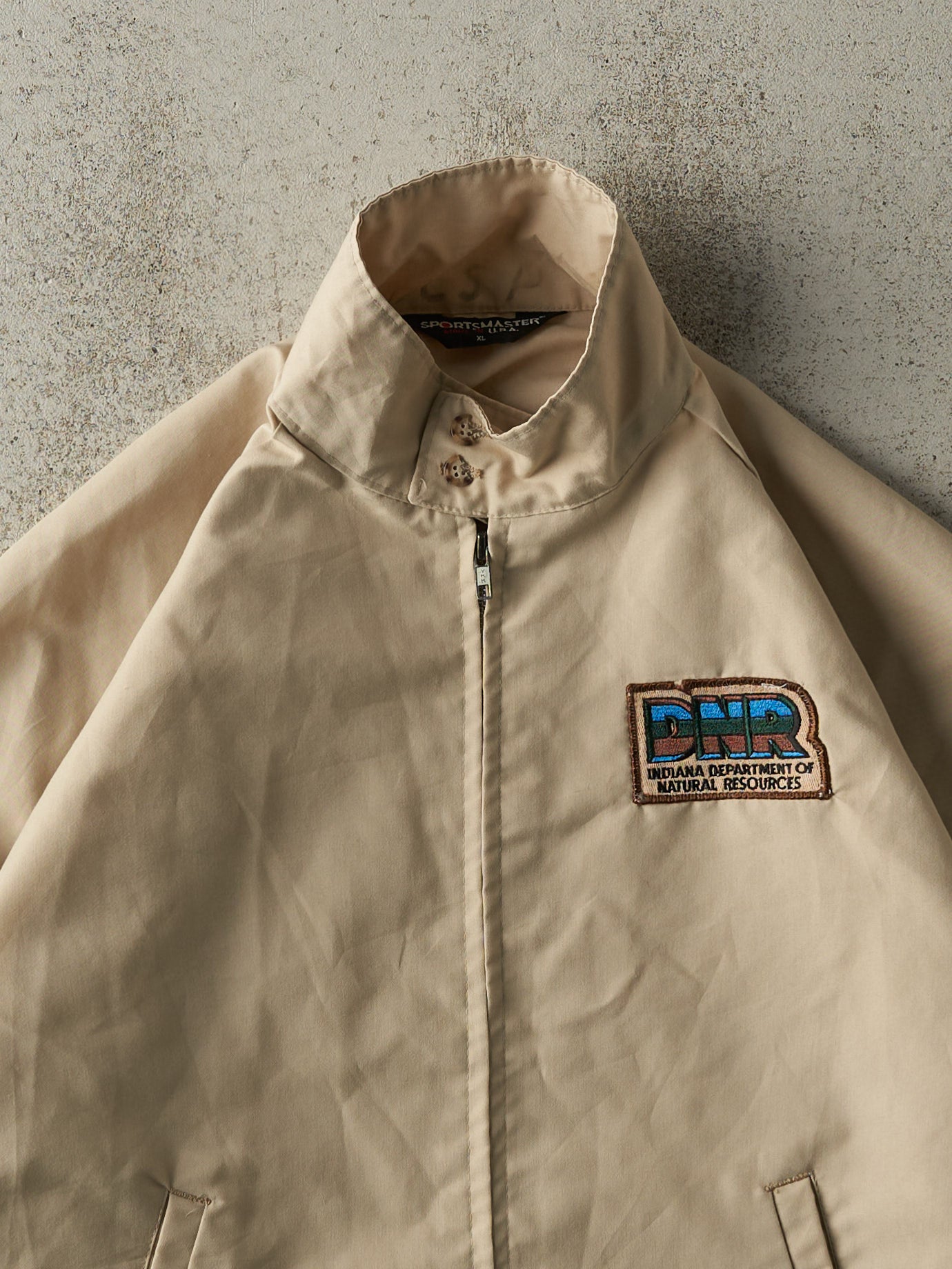 Vintage 80s Beige Embroidered Harrington Jacket (L/XL)