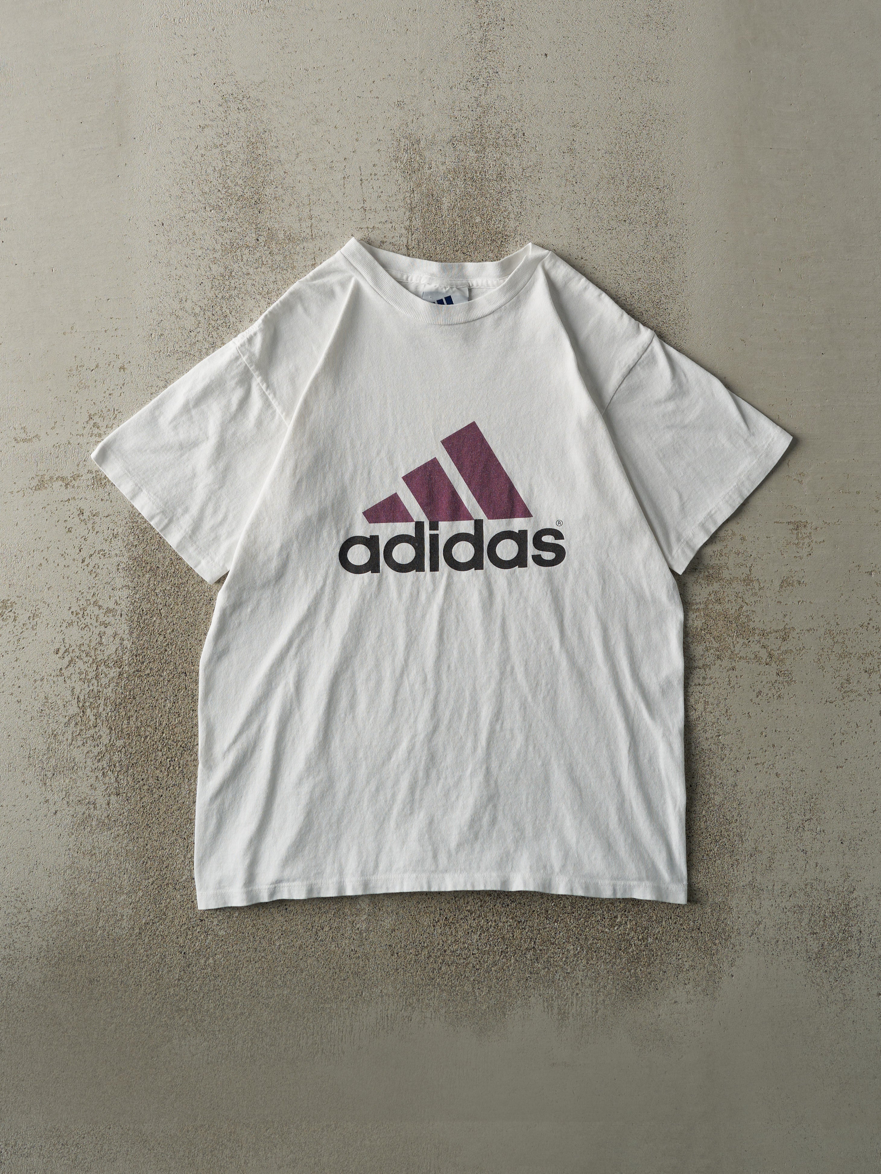 Vintage 90s White Adidas Logo Tee (S/M)
