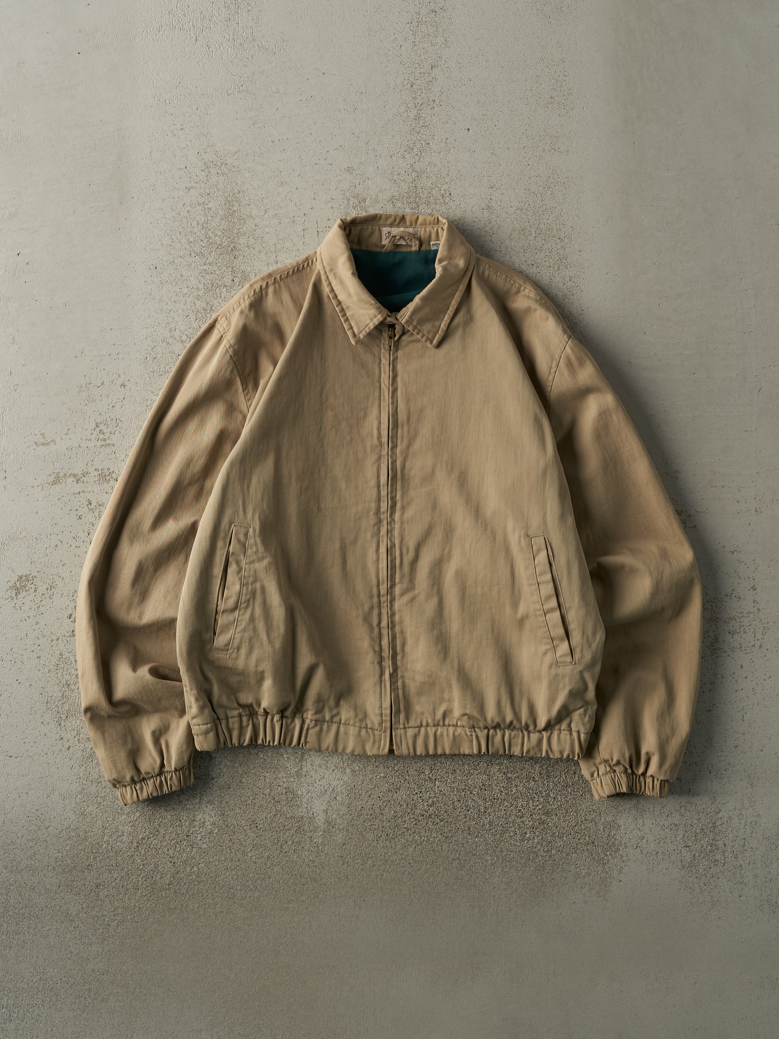 Vintage 80s Beige Fleece Lined Harrington Jacket (L)