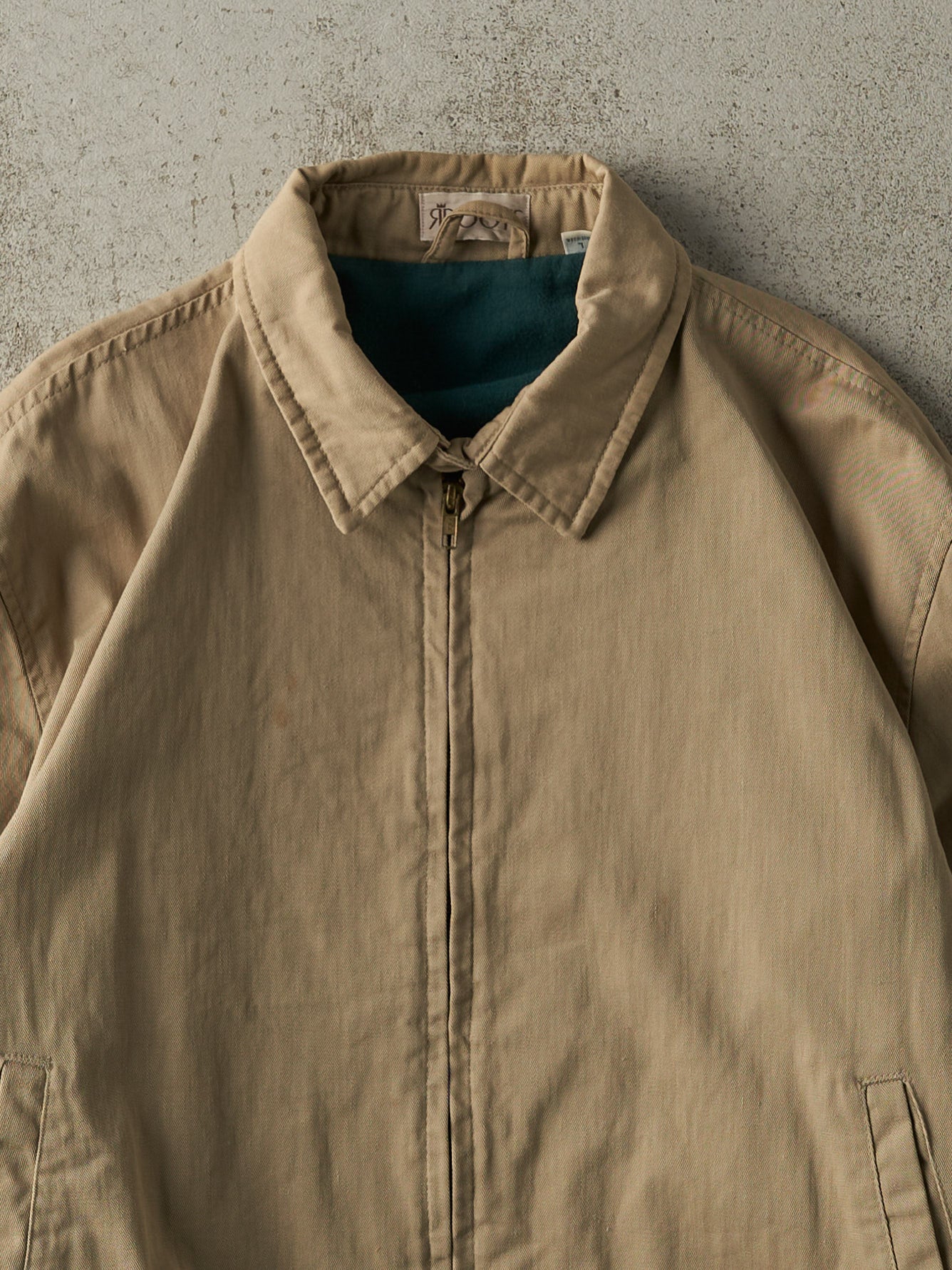 Vintage 80s Beige Fleece Lined Harrington Jacket (L)