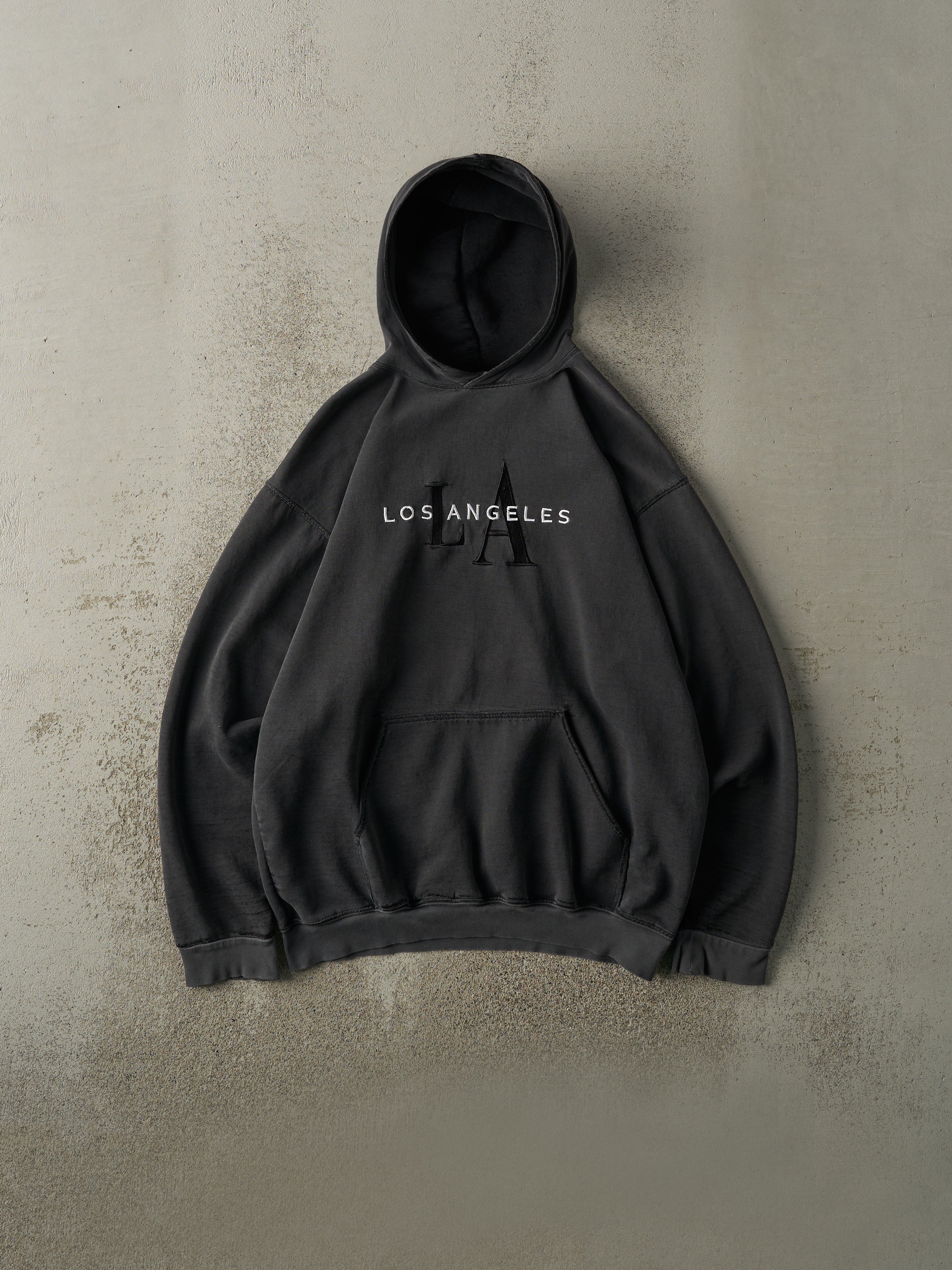 Vintage 90s Black Los Angeles Embroidered Hoodie (L/XL)