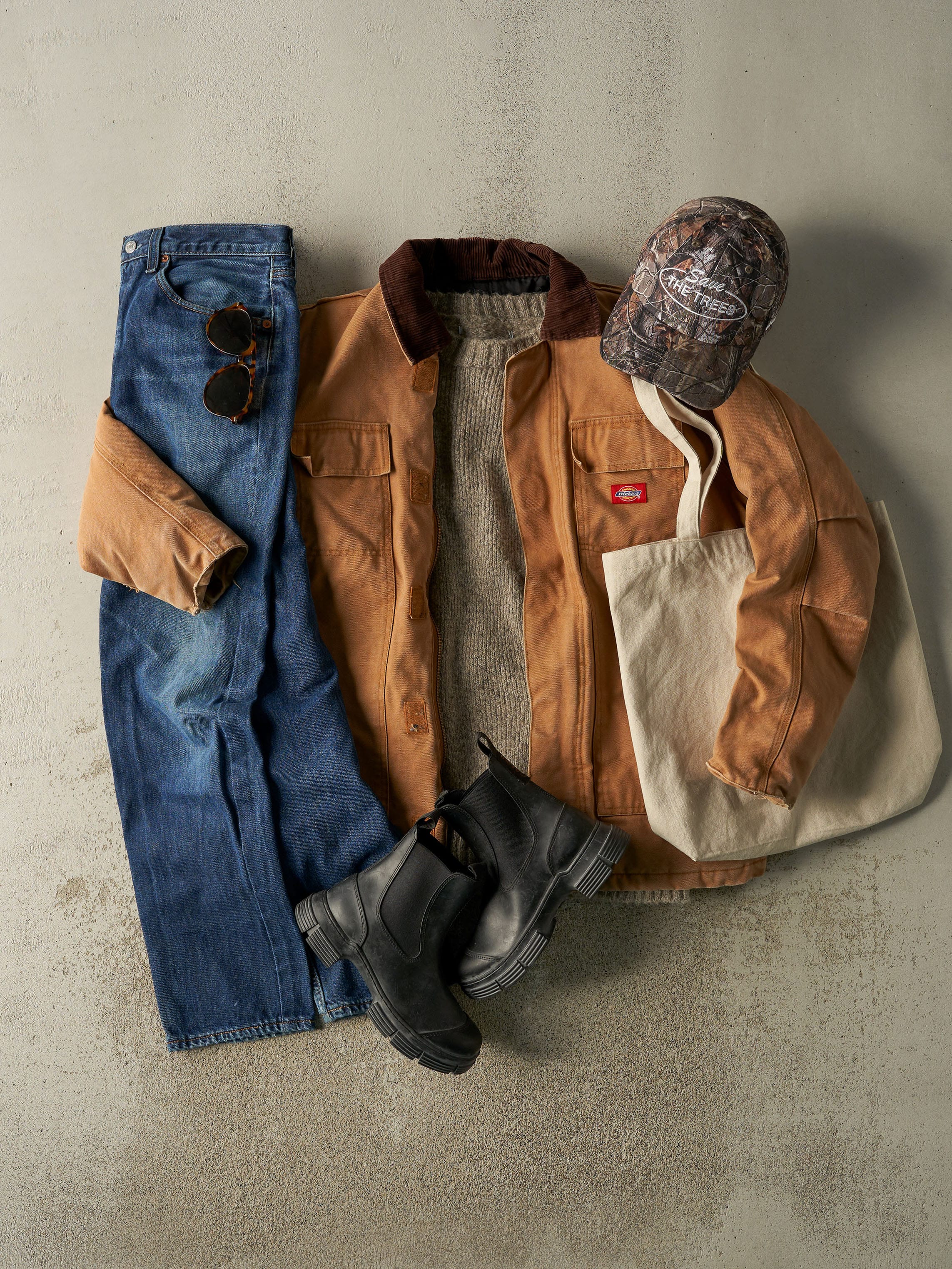 Vintage 90s Camel Dickies L Pocket Work Jacket (L)