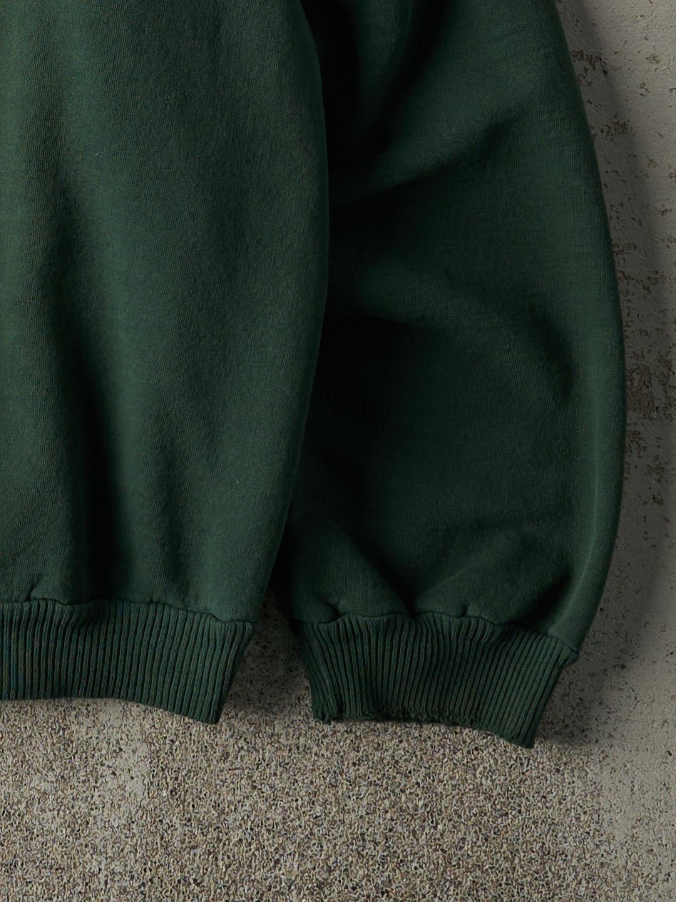 Vintage 90s Forest Green Embroidered U of A Double Neck Quarter Button Crewneck (L)