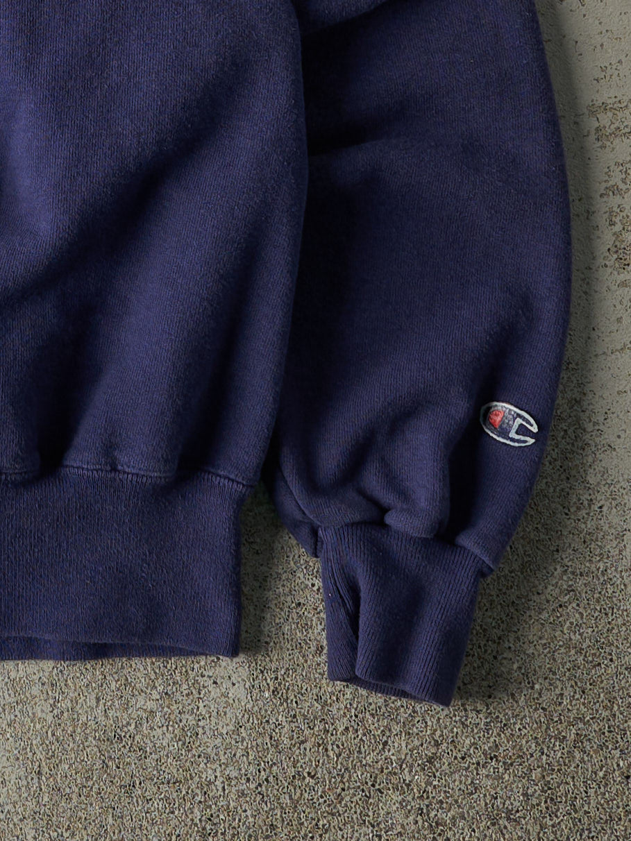 Vintage 90s Navy Blue Embroidered Champion Crewneck (L)