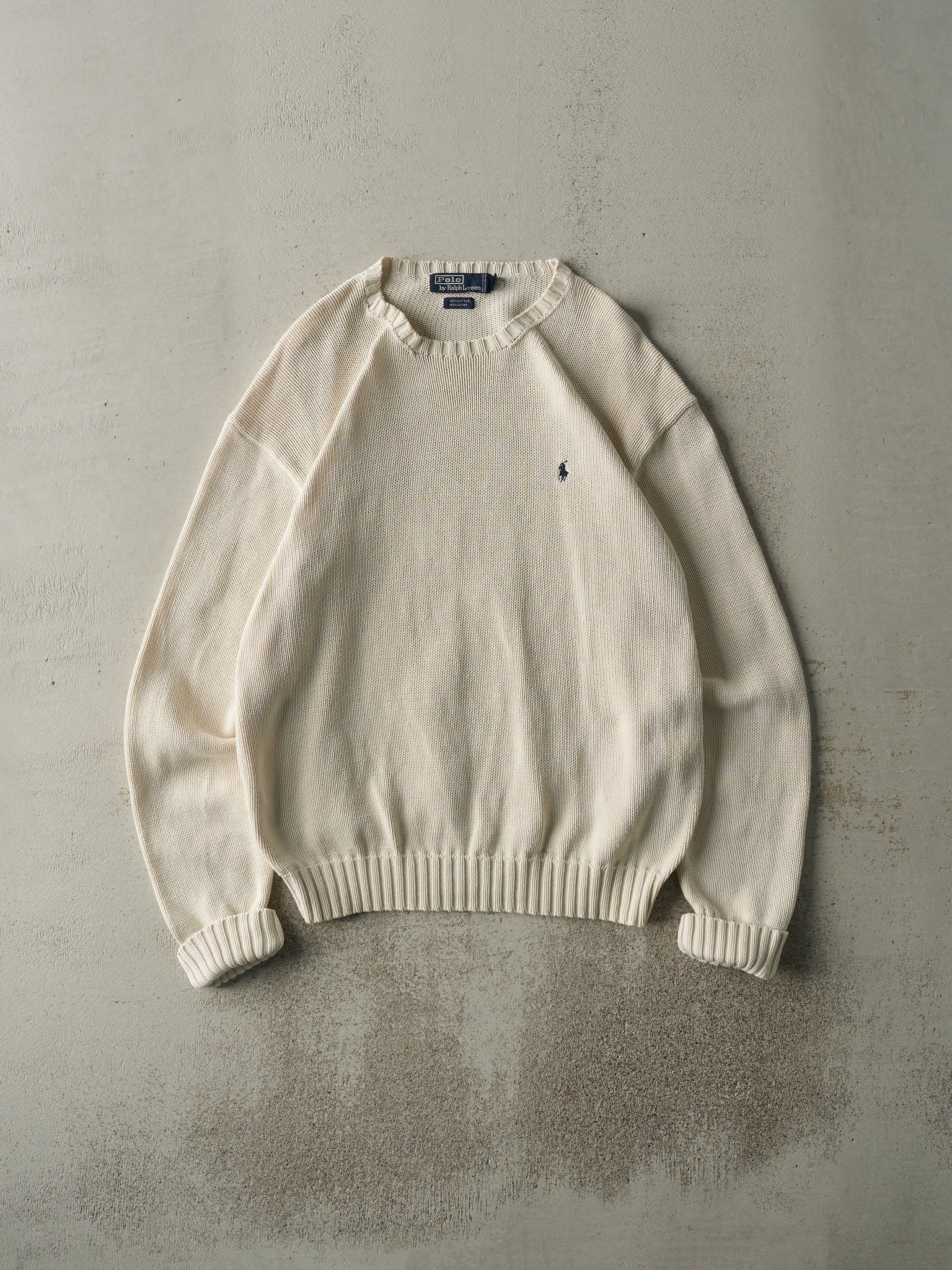 Vintage 80s Beige Polo by Ralph Lauren Knit Pullover (M)