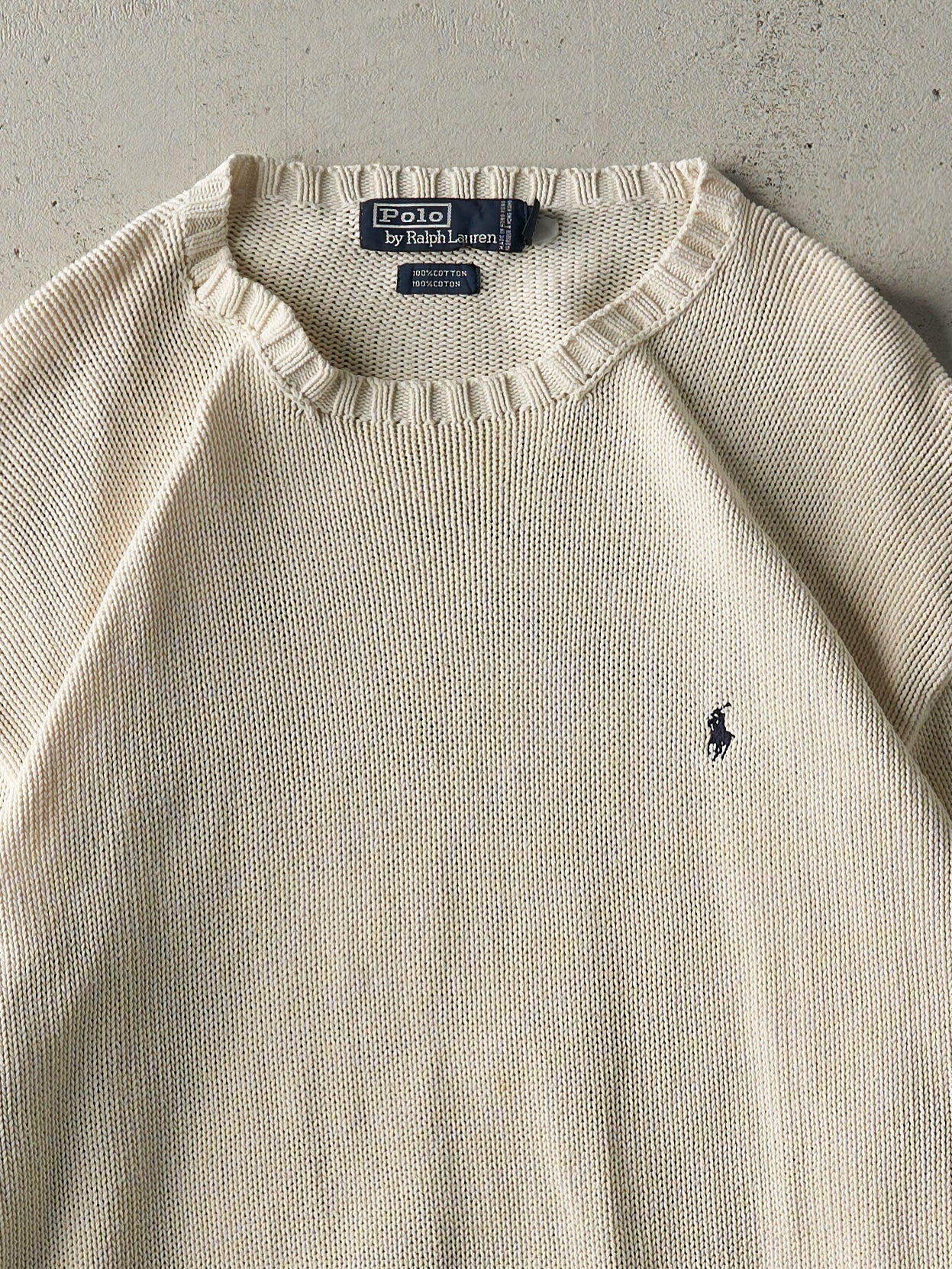 Vintage 80s Beige Polo by Ralph Lauren Knit Pullover (M)