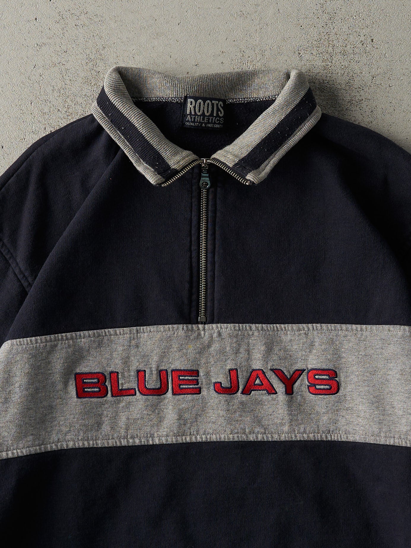 Vintage Y2K Navy Blue Toronto Blue Jays Quarter Zip Sweatshirt (L)