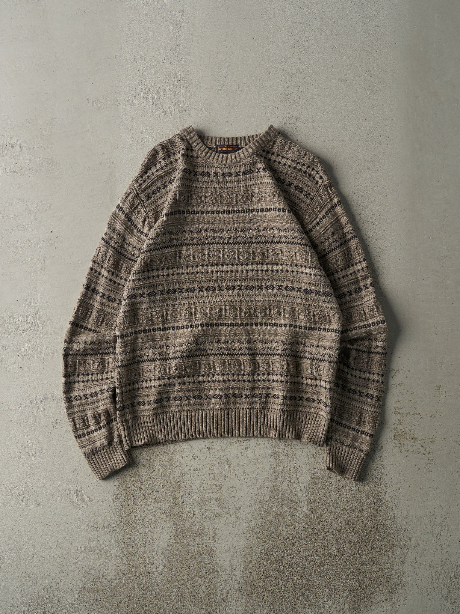 Vintage 80s Beige & Black Knit Pullover (M)