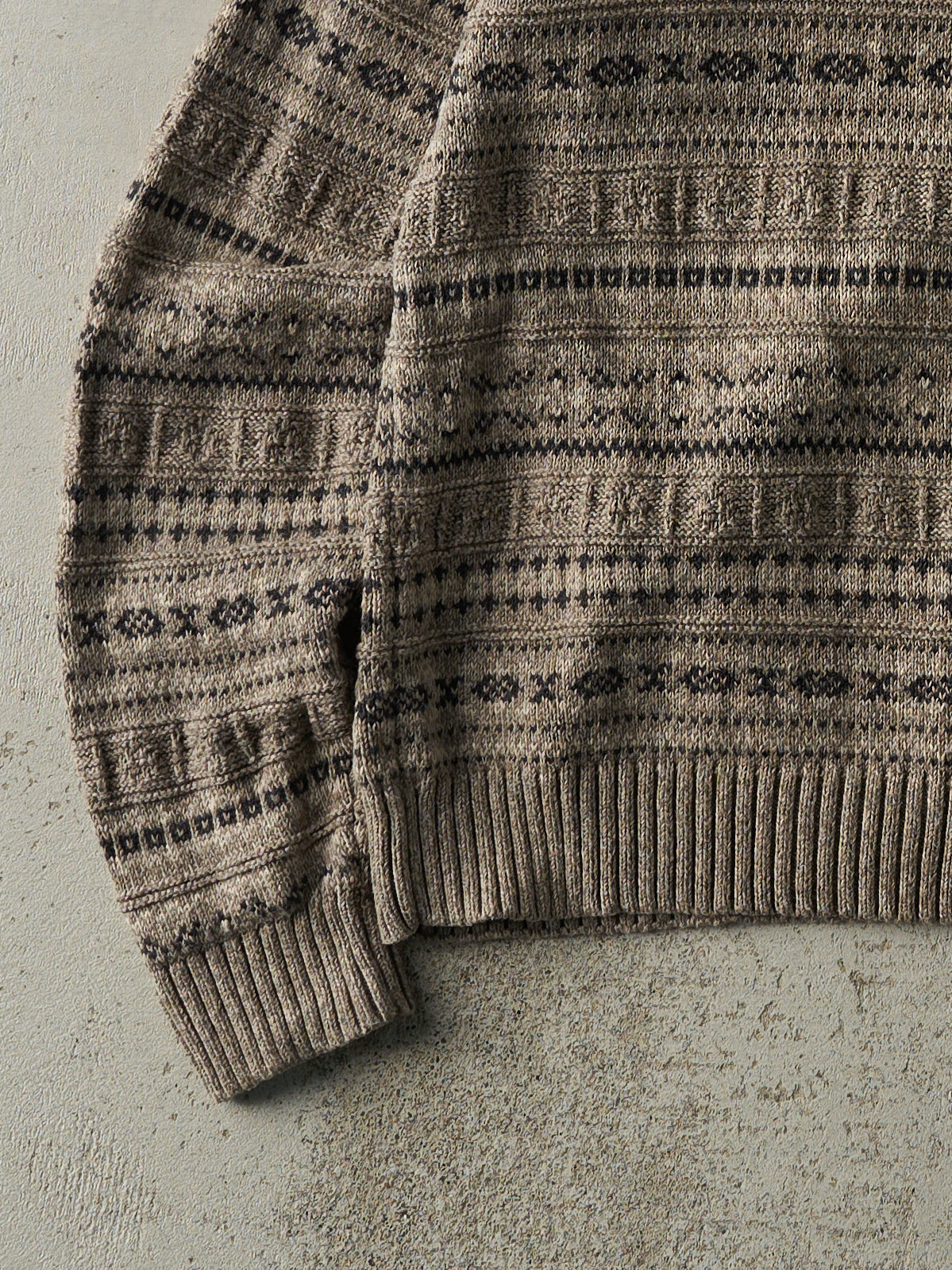 Vintage 80s Beige & Black Knit Pullover (M)