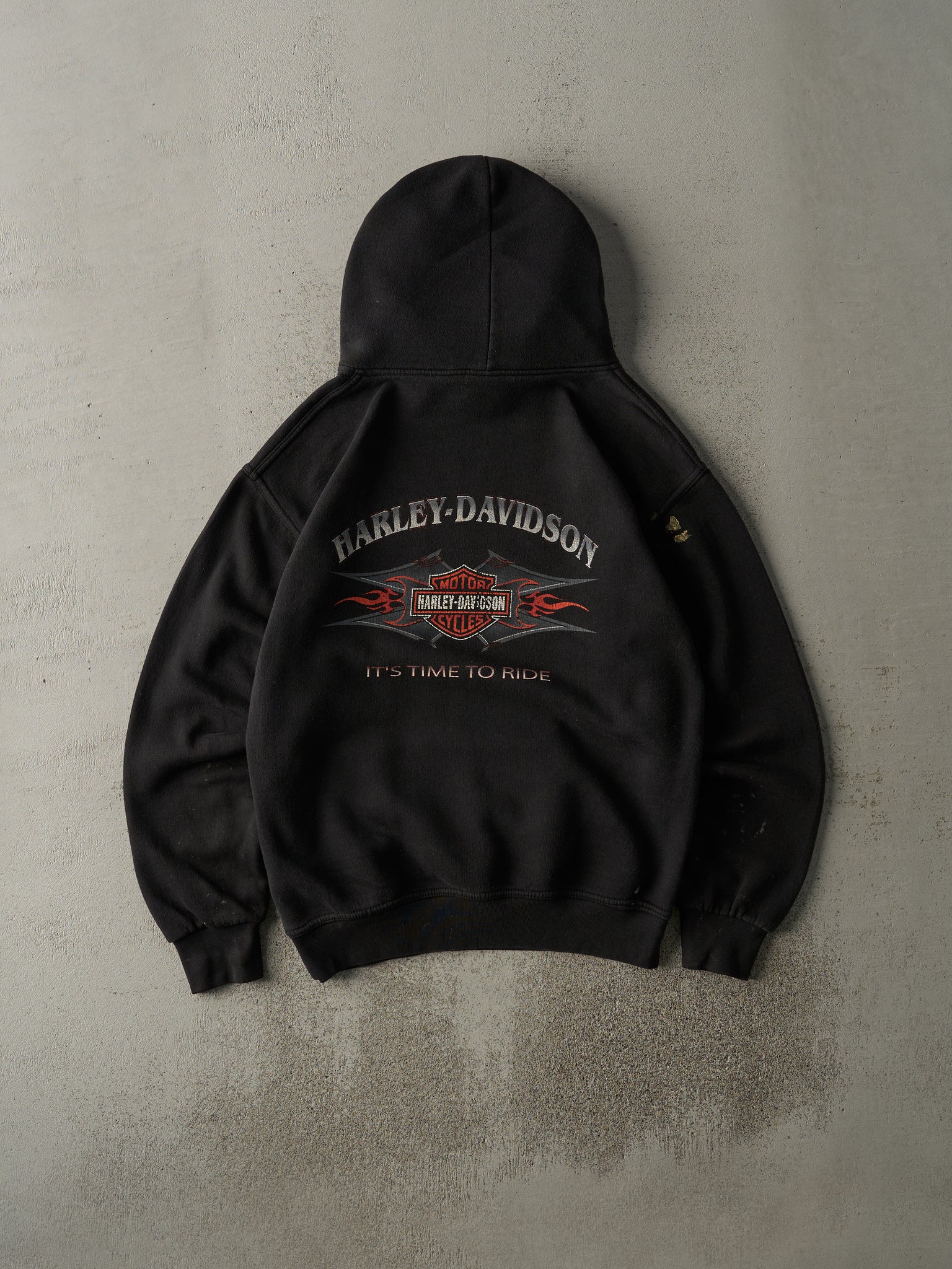 Vintage Y2K Black Harley Davidson "It's Time to Ride" Hoodie (M)