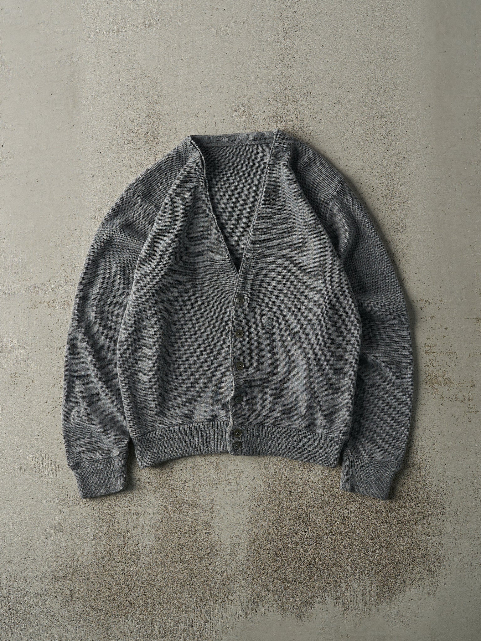 Vintage 90s Grey Knit Cardigan (M)