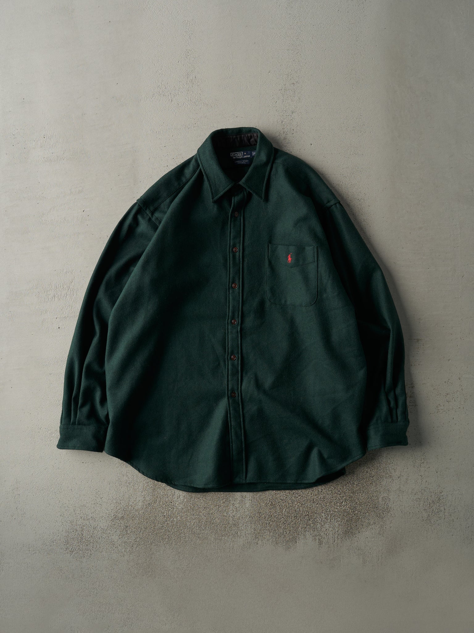 Vintage Y2K Forest Green Polo by Ralph Lauren Wool Button Up (XXL)