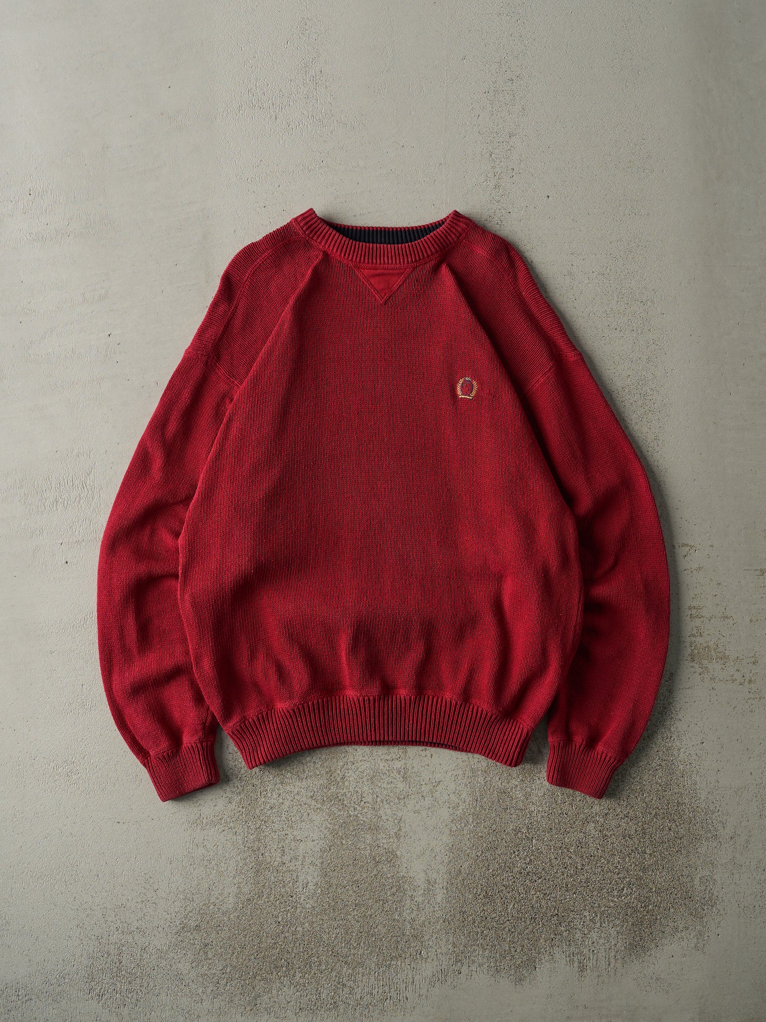 Vintage 90s Red Tommy Hilfiger Knit Pullover (L)