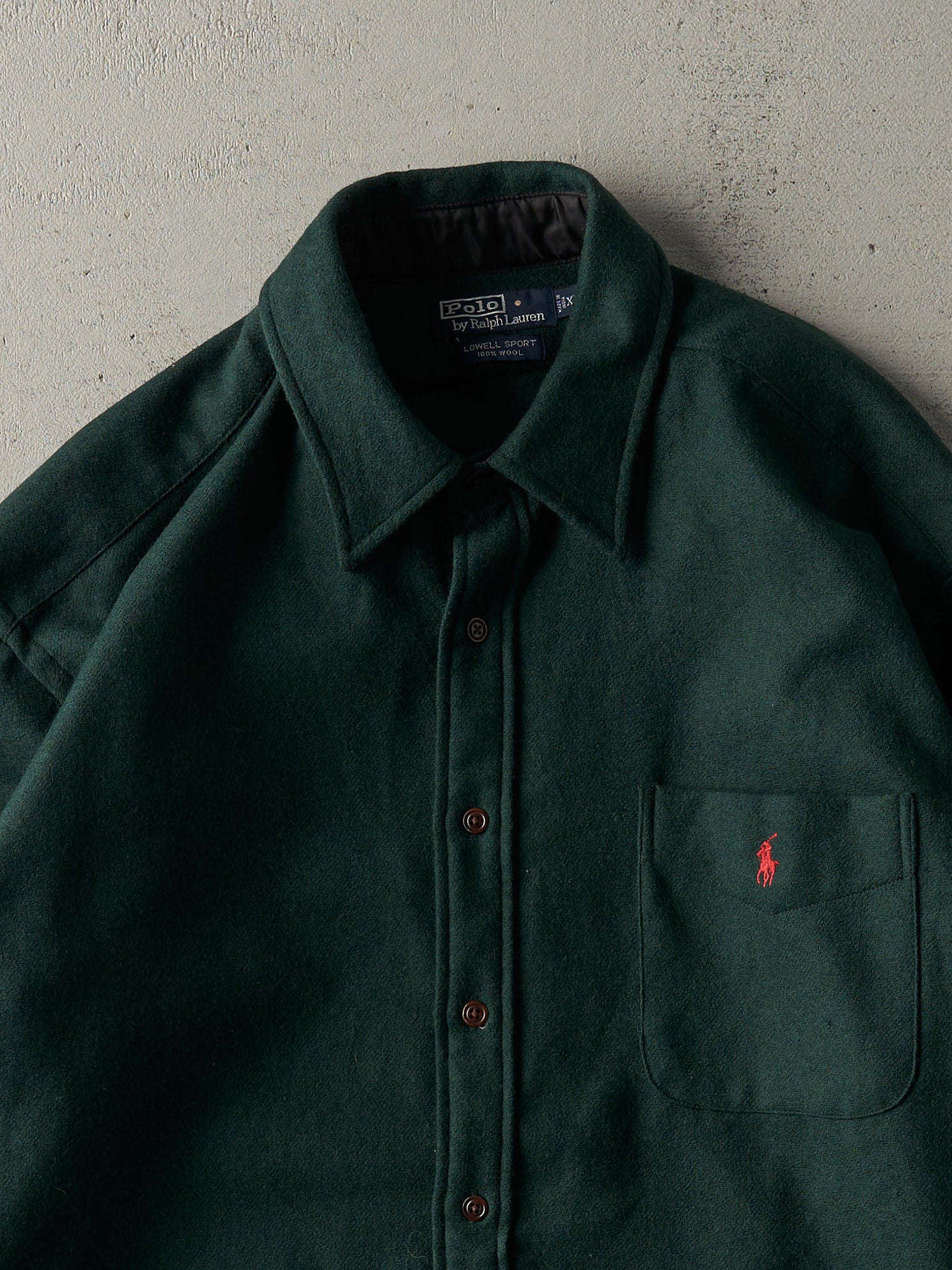 Vintage Y2K Forest Green Polo by Ralph Lauren Wool Button Up (XXL)