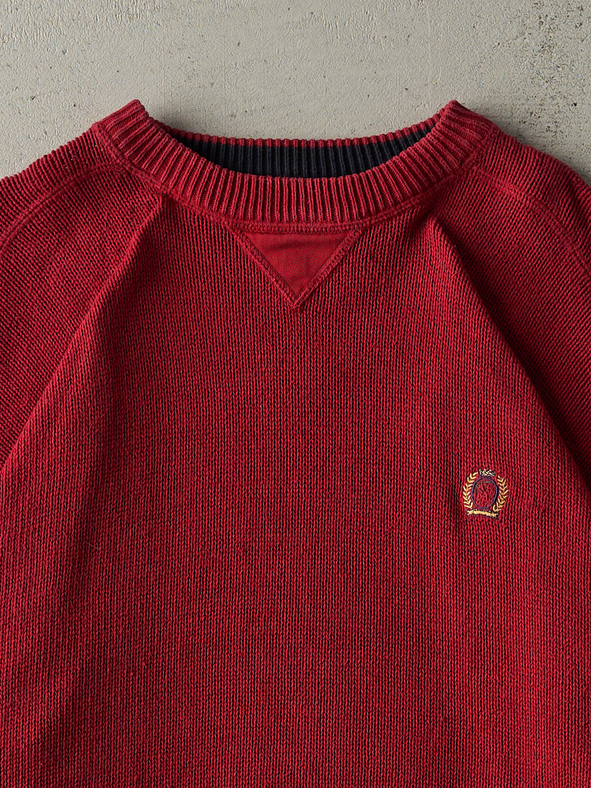 Vintage 90s Red Tommy Hilfiger Knit Pullover (L)