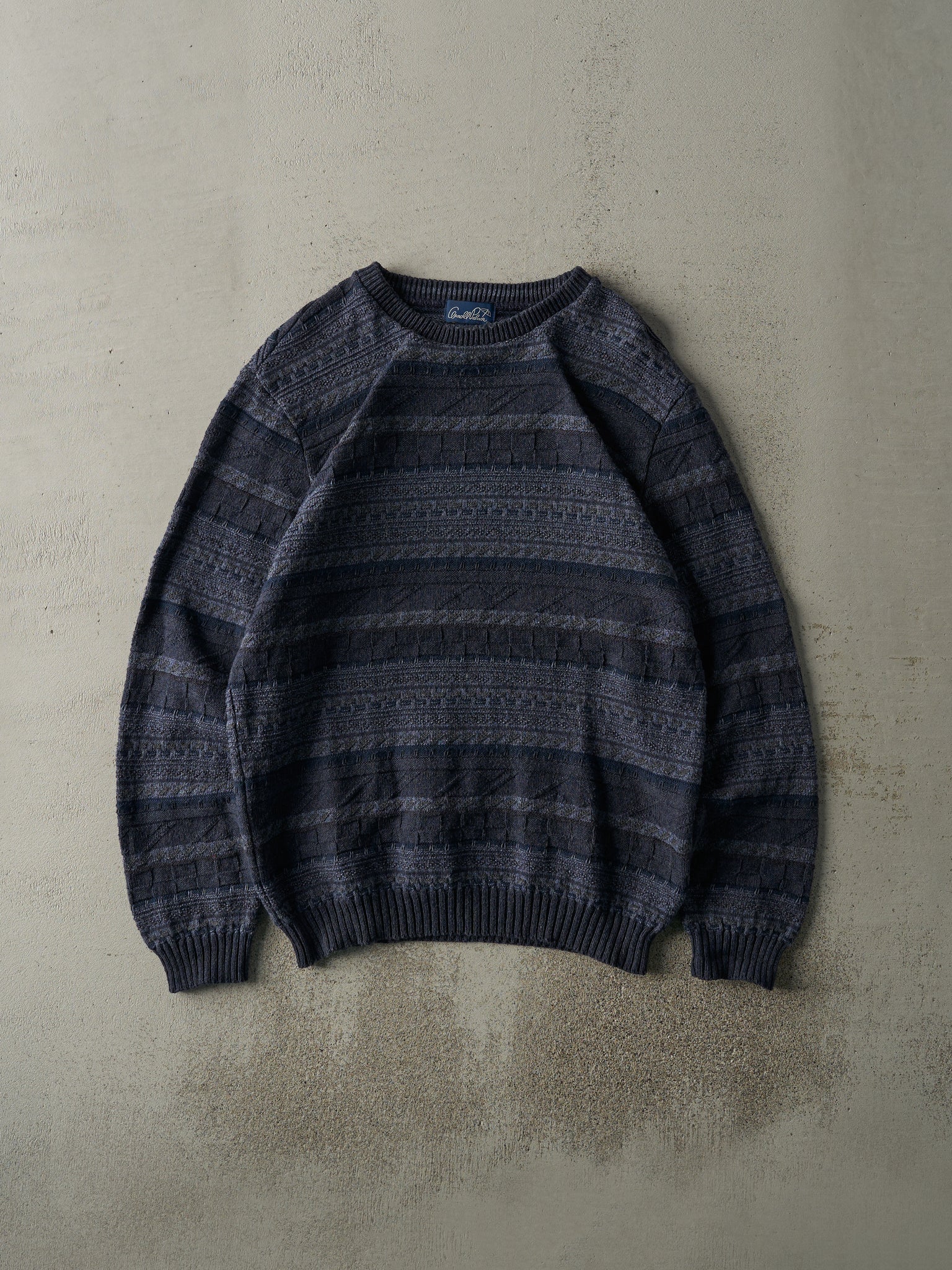 Vintage 90s Navy Blue Knit Patterned Arnold Palmer Pullover (M)