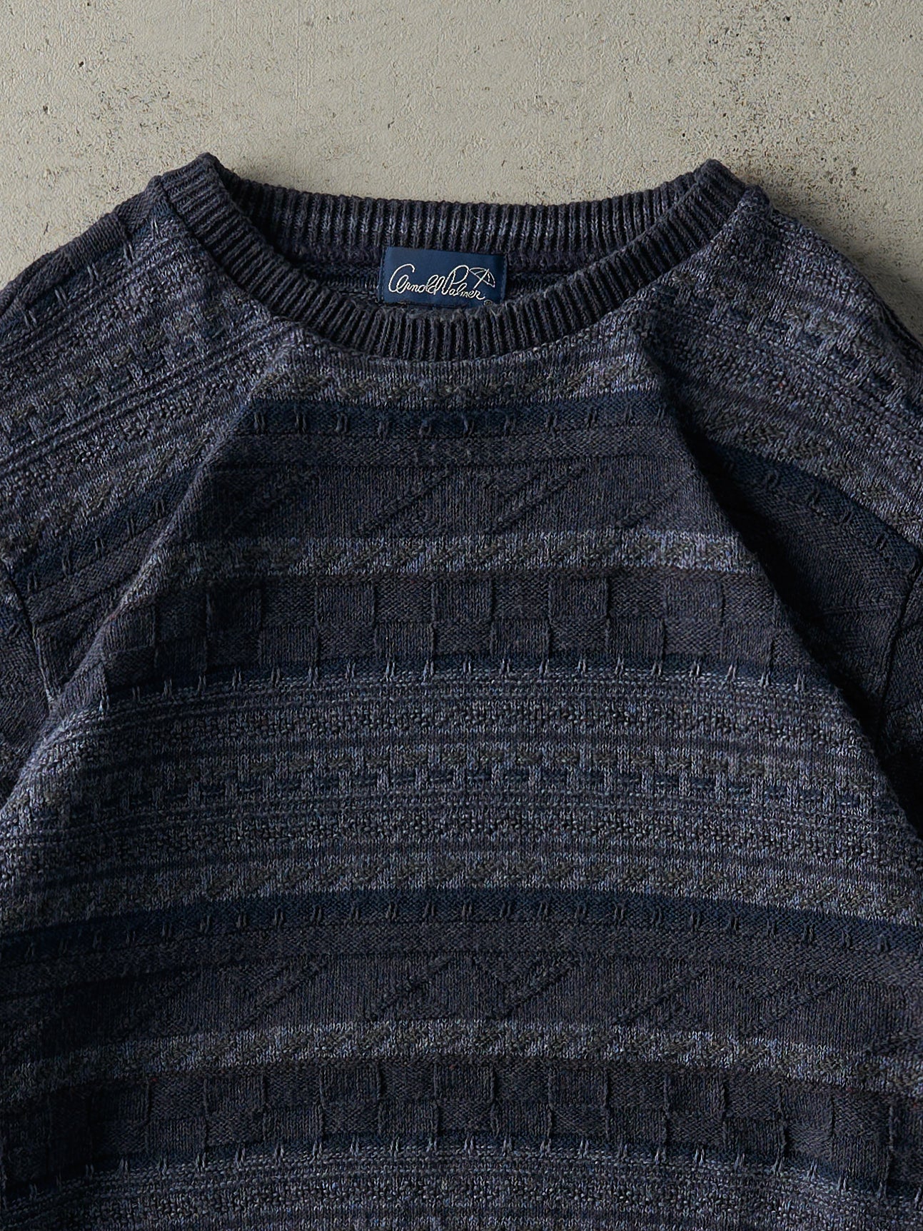 Vintage 90s Navy Blue Knit Patterned Arnold Palmer Pullover (M)