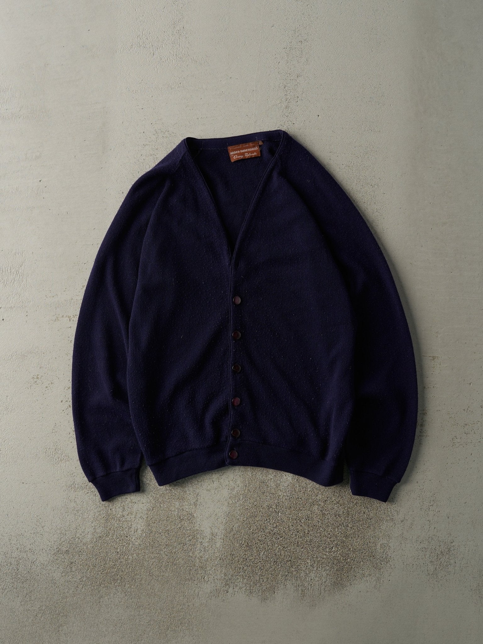 Vintage 80s Navy Blue Knit Cardigan (M)
