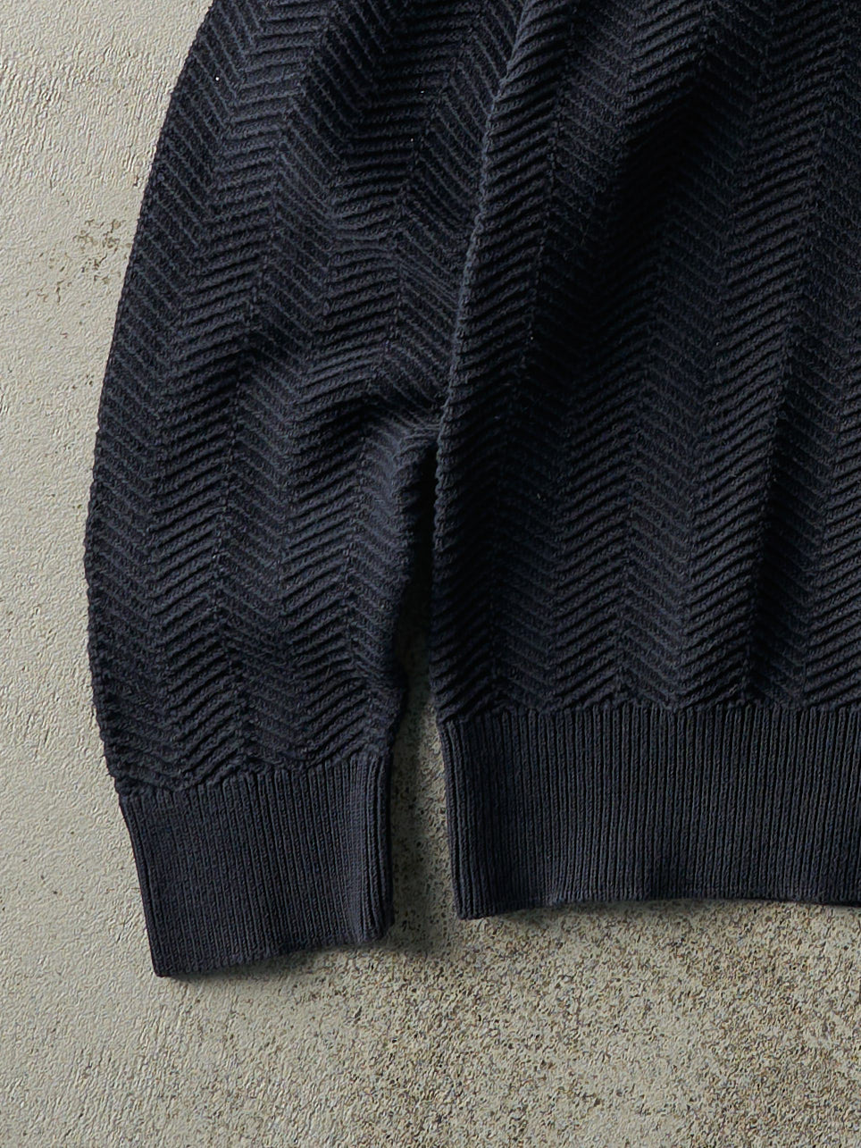Vintage Y2K Navy Blue Chaps Herringbone Knit Sweater (M)