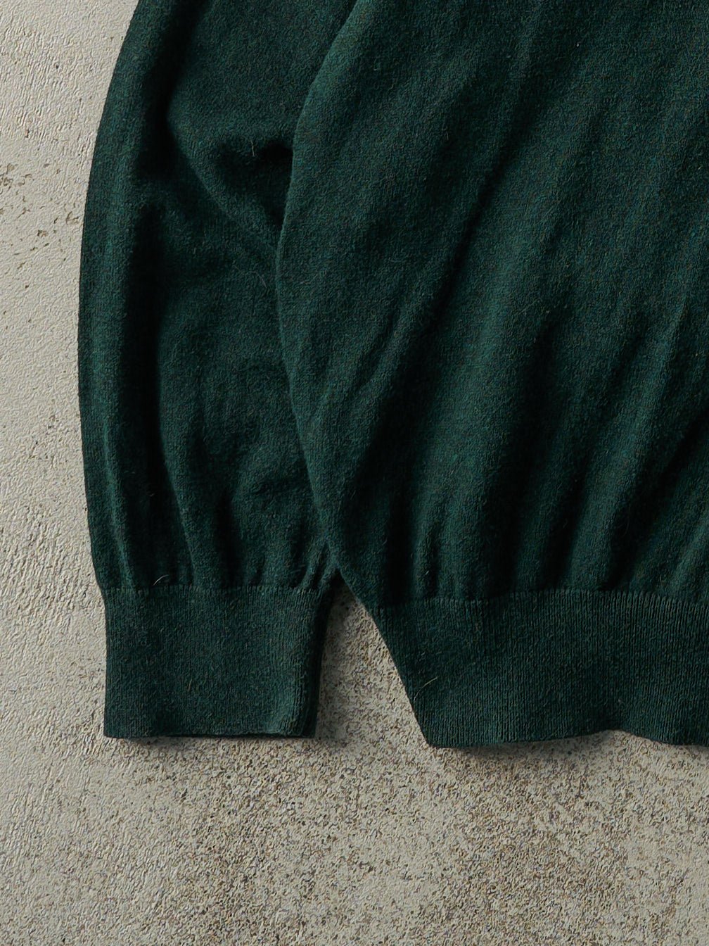 Vintage 90s Forest Green LL Bean V-Neck Knit Pullover (M)